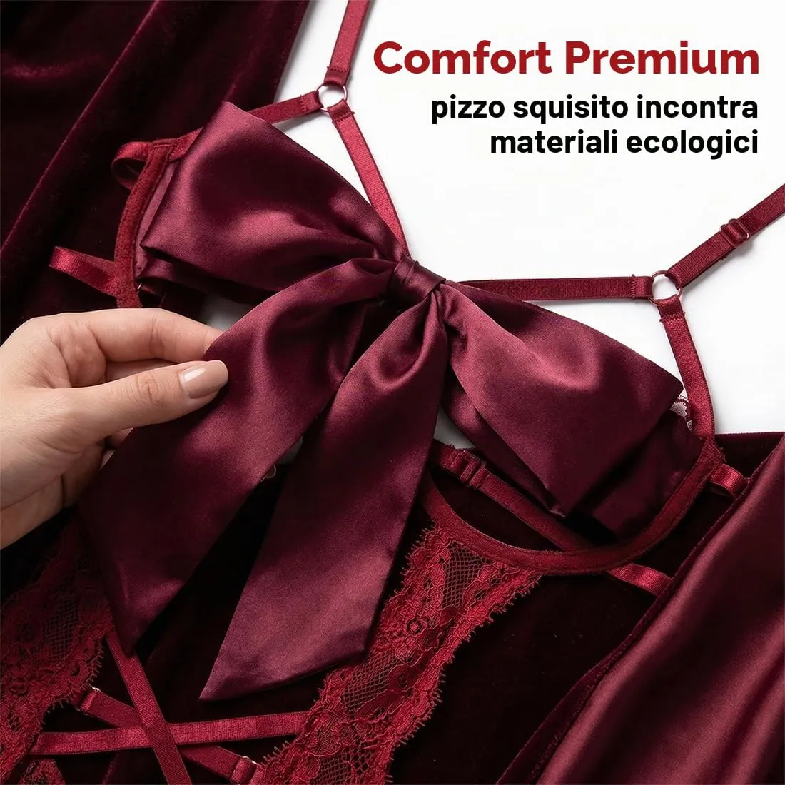 ZZHBOO Body Lingerie in Pizzo, Bordeaux, Taglia Unica - immagine 5