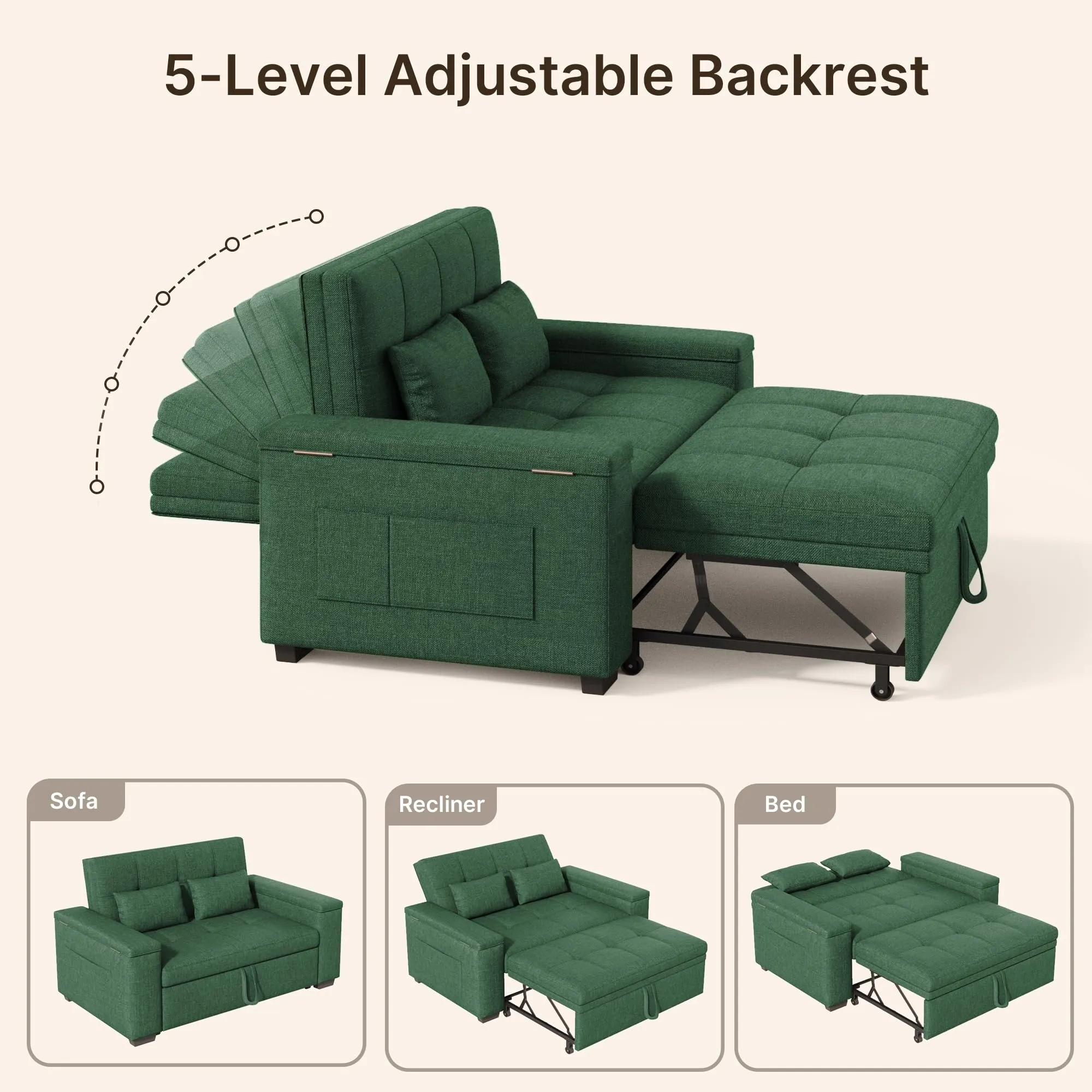 Xbro Divano Letto 2 Posti Convertibile, 175x116 cm - immagine 9