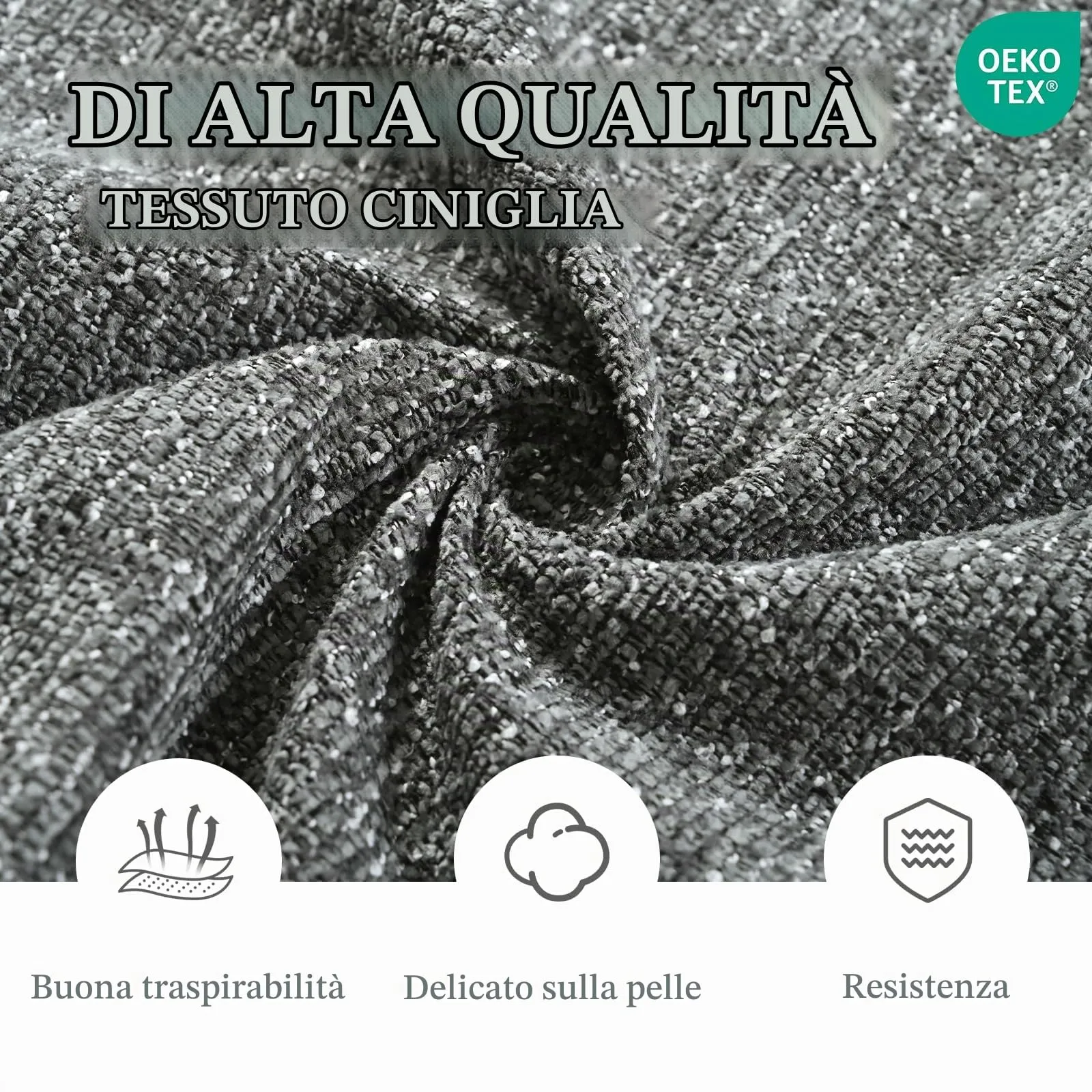 Goeurvant Set di 6 Sedie da Pranzo con Braccioli in Ciniglia, Grigio Ardesia - immagine 6