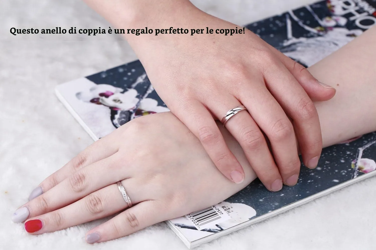 sassu fine Endless Love Couple Ring 925 Sterling Silver Zircon Adjustable Size - immagine 2