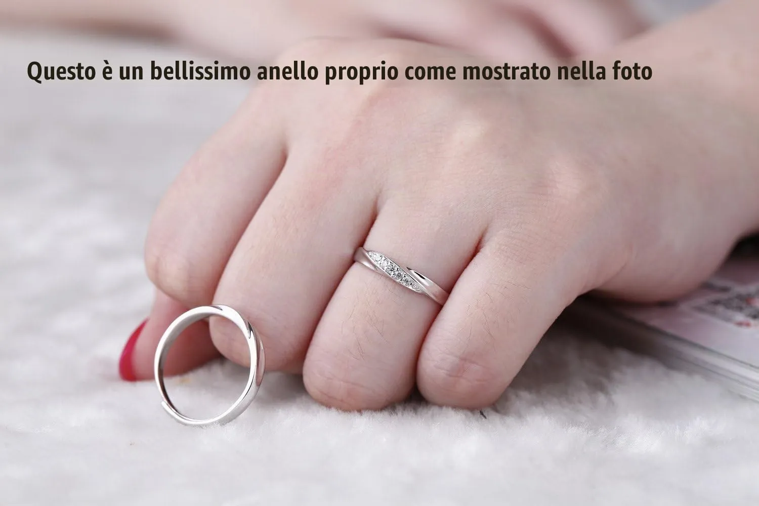 sassu fine Endless Love Couple Ring 925 Sterling Silver Zircon Adjustable Size - immagine 3