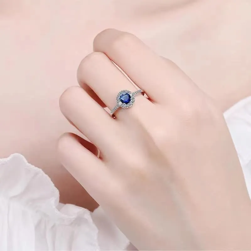 GMEDRIDAS Anello Regolabile in Argento 925 per Donna con Pietra Blu - immagine 2