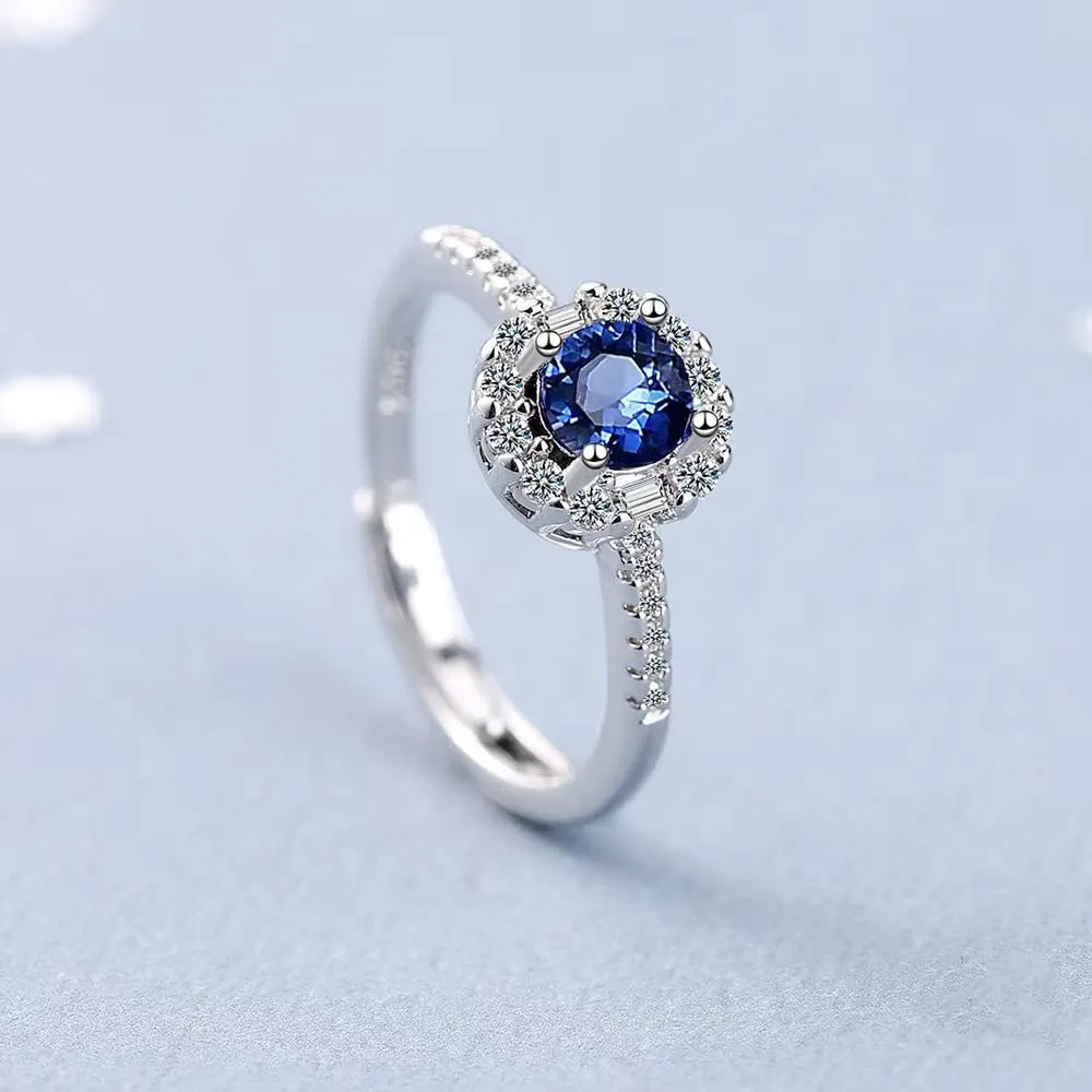 GMEDRIDAS Anello Regolabile in Argento 925 per Donna con Pietra Blu - immagine 4