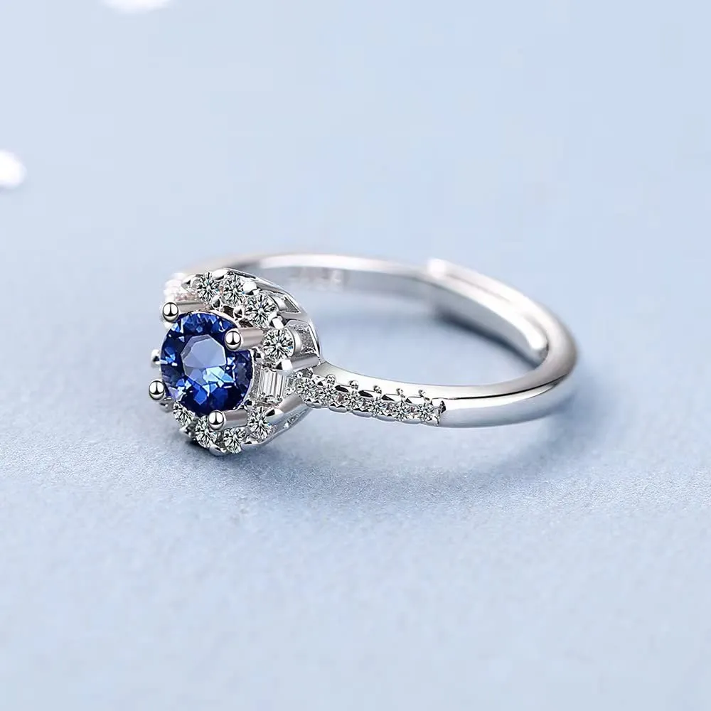 GMEDRIDAS Anello Regolabile in Argento 925 per Donna con Pietra Blu - immagine 6