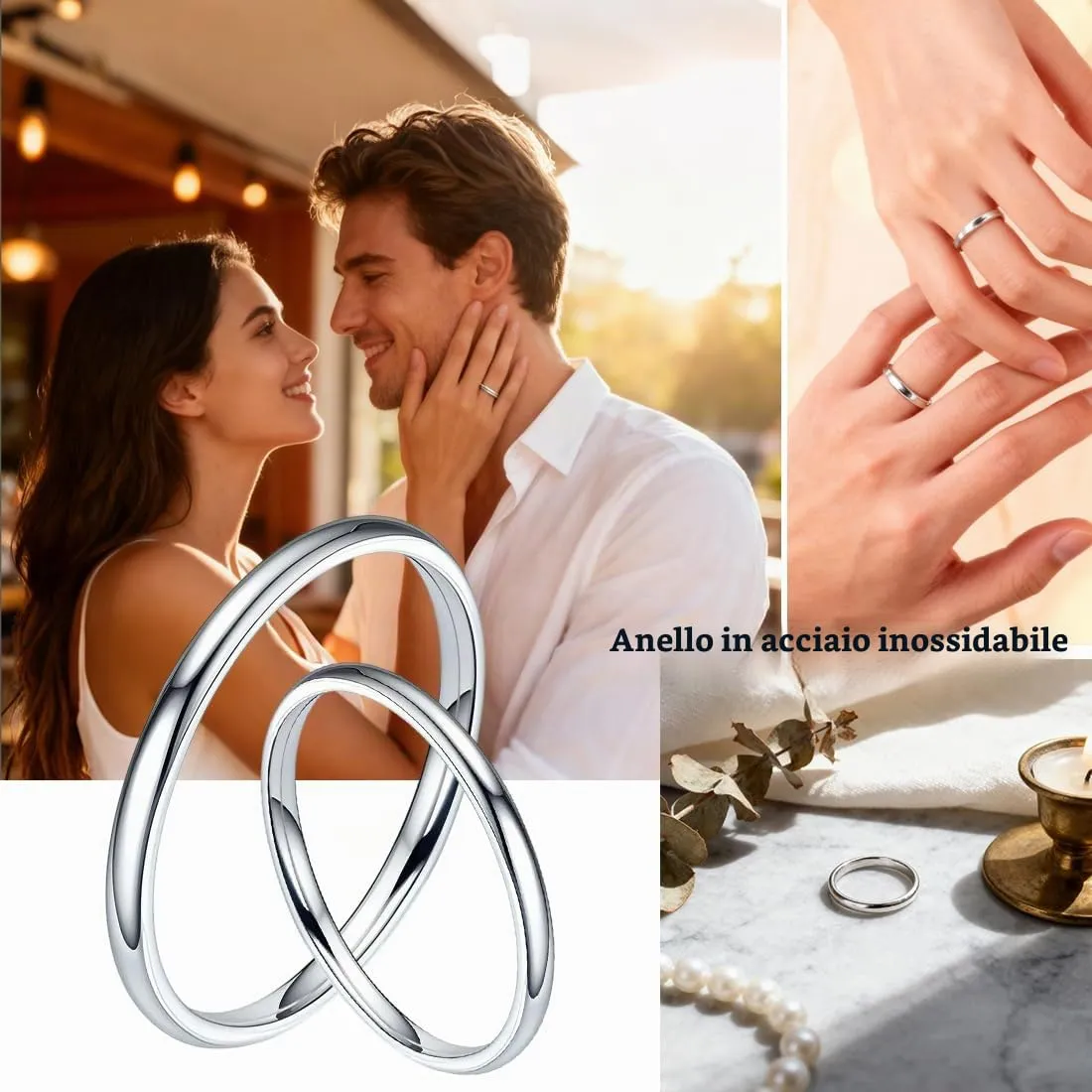 YUVKIN Set di 10 Anelli Donna in Acciaio Inossidabile 316L Impilabili 2mm - immagine 4
