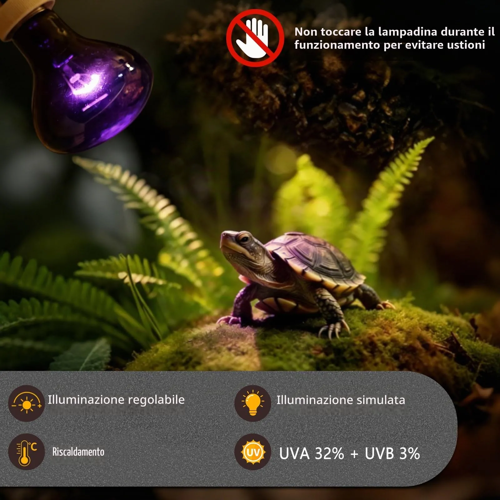 LedWekei Lampada riscaldante per terrario e rettili 75W UVA/UVB, attacco E27 (2 pezzi) - immagine 4