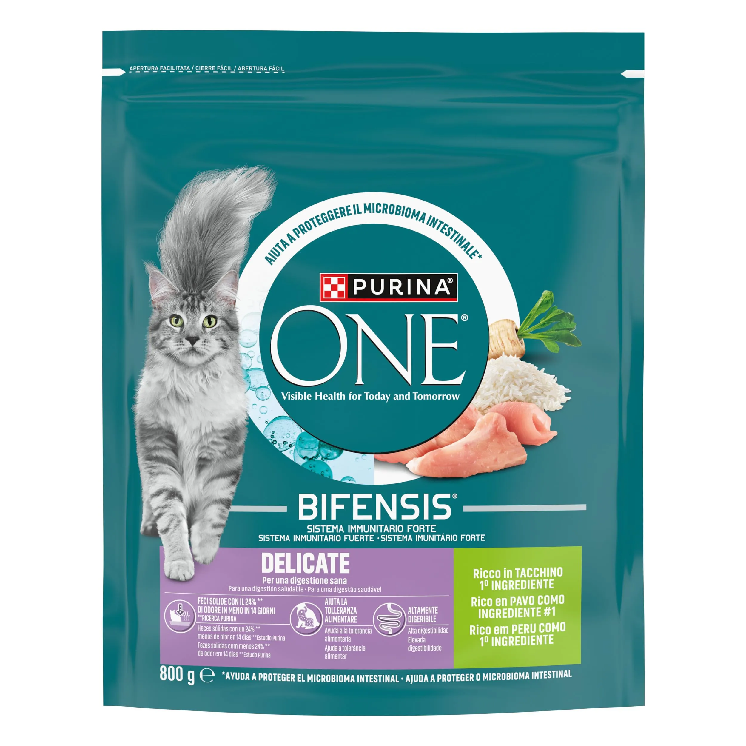 Purina One Bifensis Delicate Crocchette Gatti Adulti, 8 x 800g - immagine 2