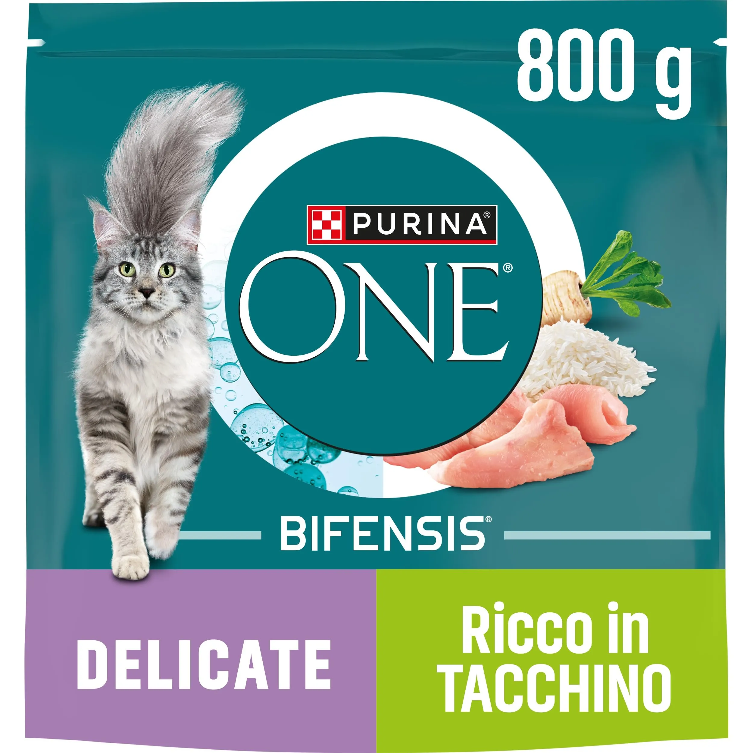 Purina One Bifensis Delicate Crocchette Gatti Adulti, 8 x 800g - immagine 3