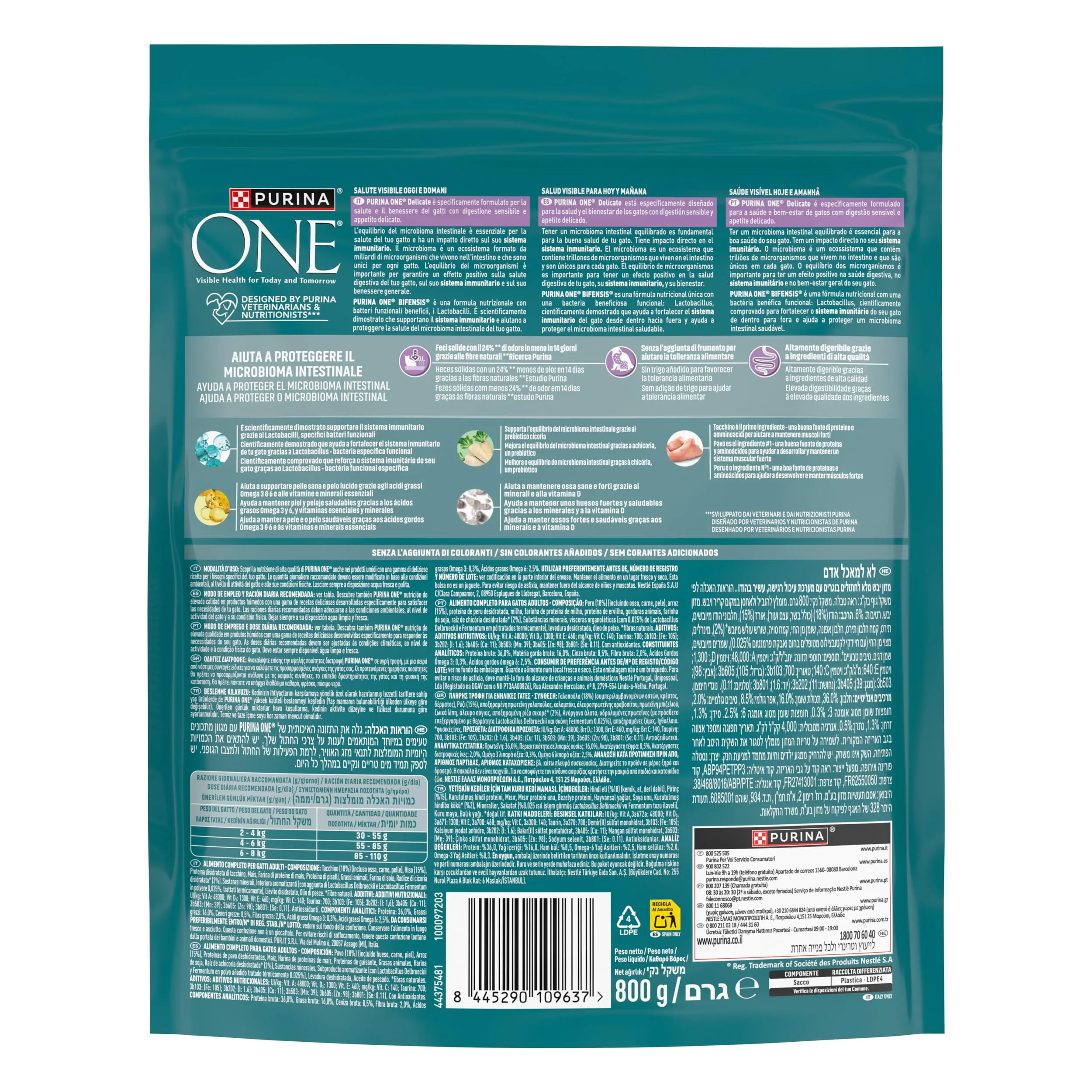 Purina One Bifensis Delicate Crocchette Gatti Adulti, 8 x 800g - immagine 4