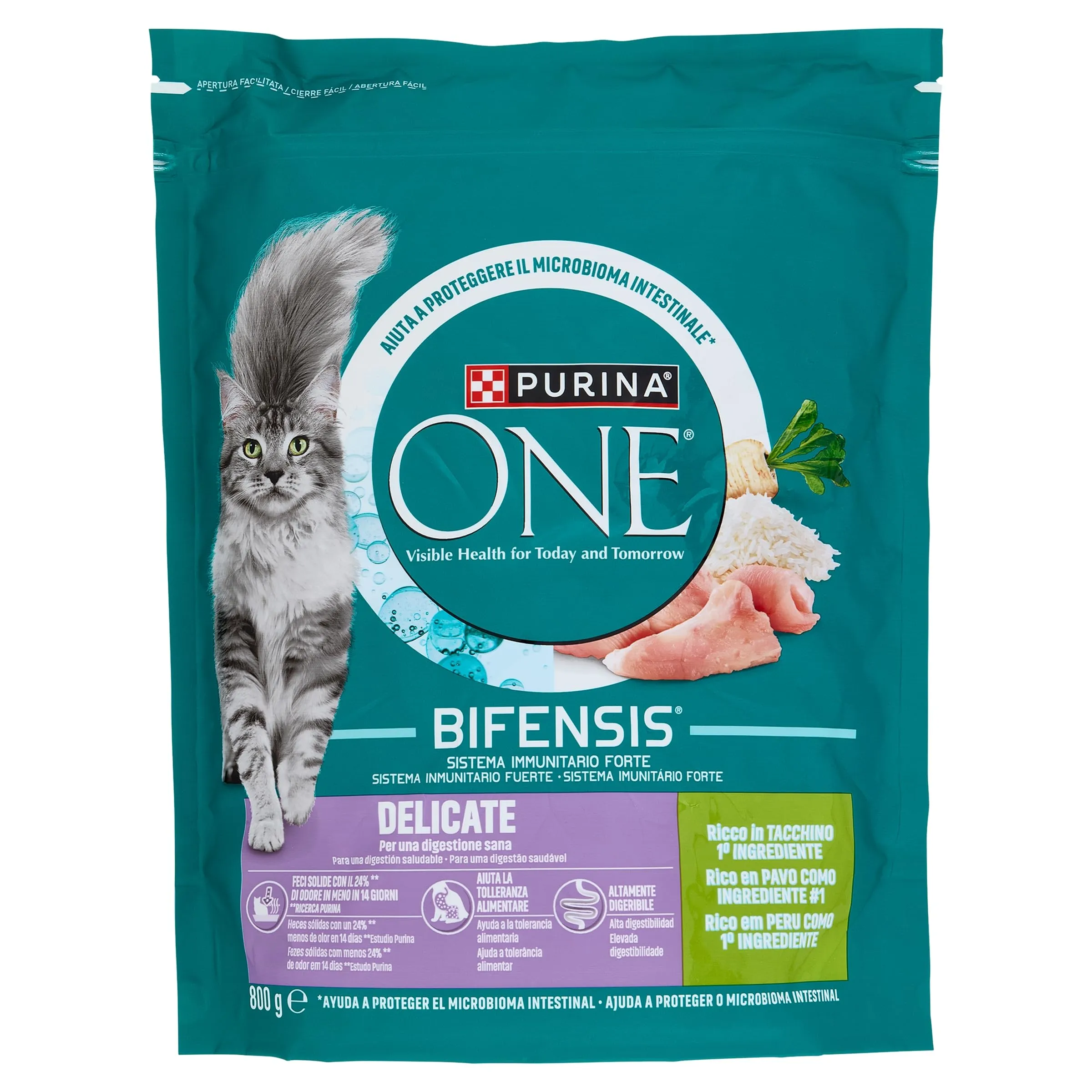 Purina One Bifensis Delicate Crocchette per Gatti al Tacchino, 800g - immagine 1