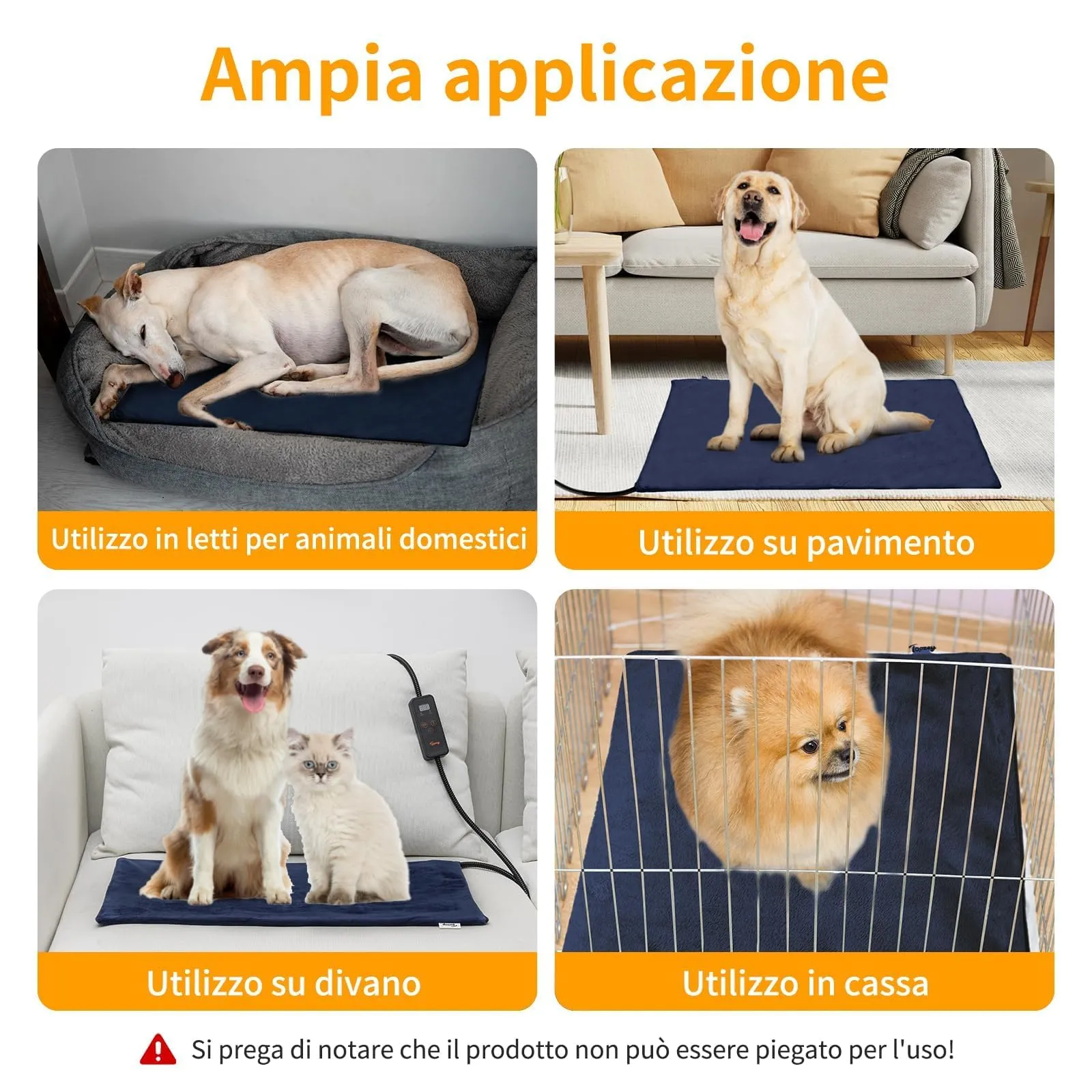 Toozey Tappetino Riscaldante per Cani e Gatti, Temperatura e Timer Regolabili, Blu - L (70 x 50cm) - immagine 8