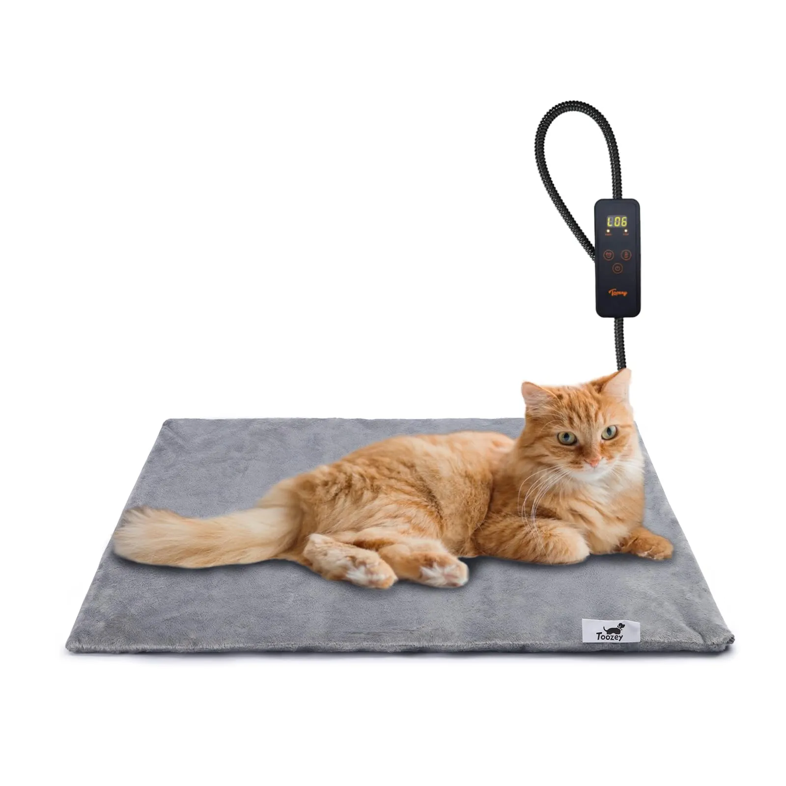 Toozey Tappetino Riscaldante per Cani e Gatti, Timer e Temperatura Regolabili, Grigio - S (45 x 40cm) - immagine 1