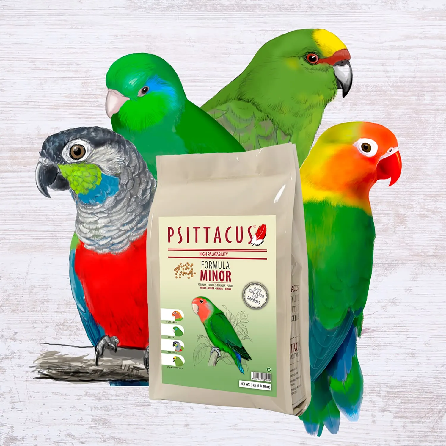 Psittacus Minor Mangime completo per Agapornis, Forpus e Pyrrhura, 3 kg - immagine 4