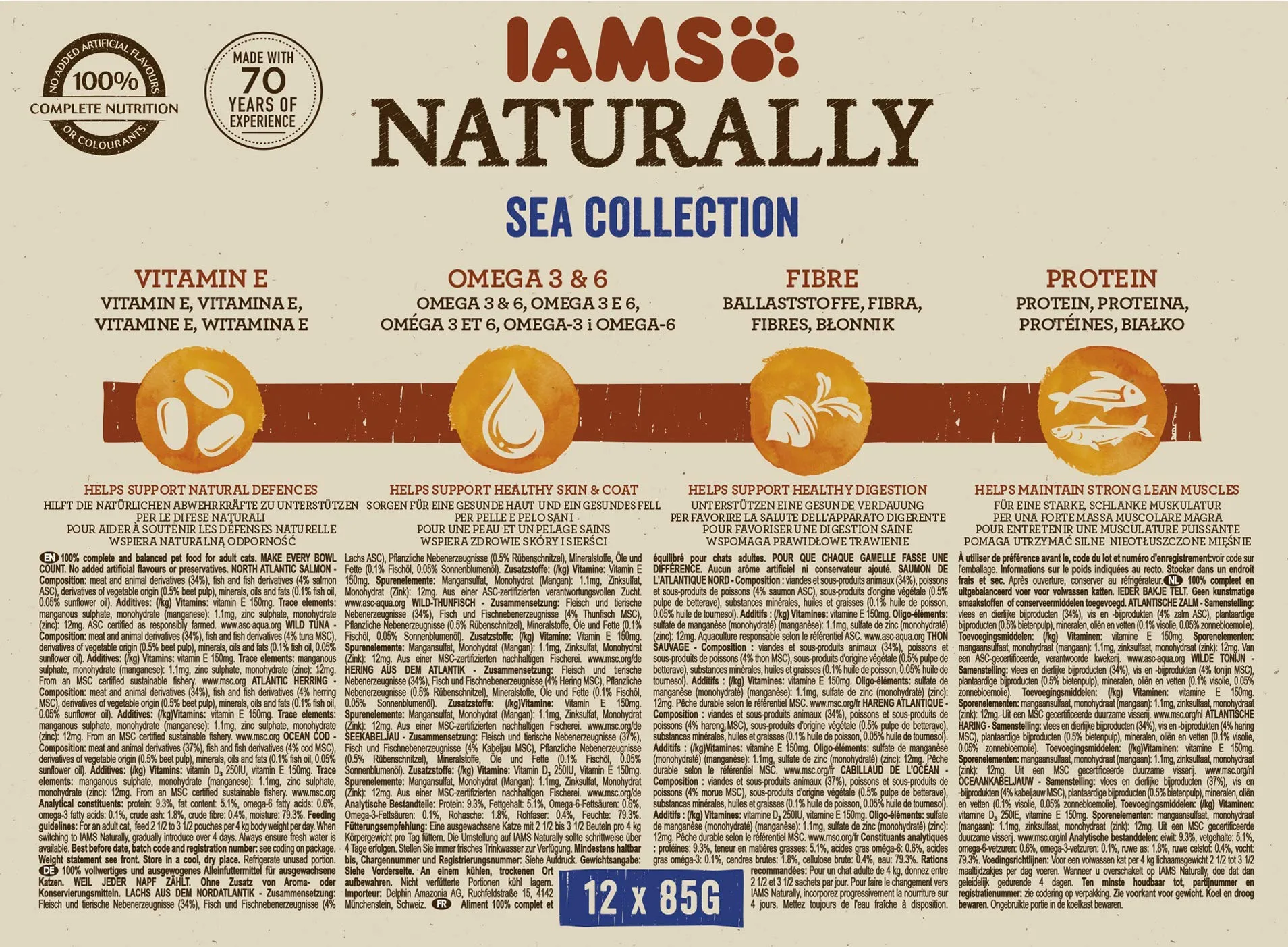 IAMS Naturally Sea Collection Cibo umido per gatti in salsa, 12 x 85 g - immagine 2