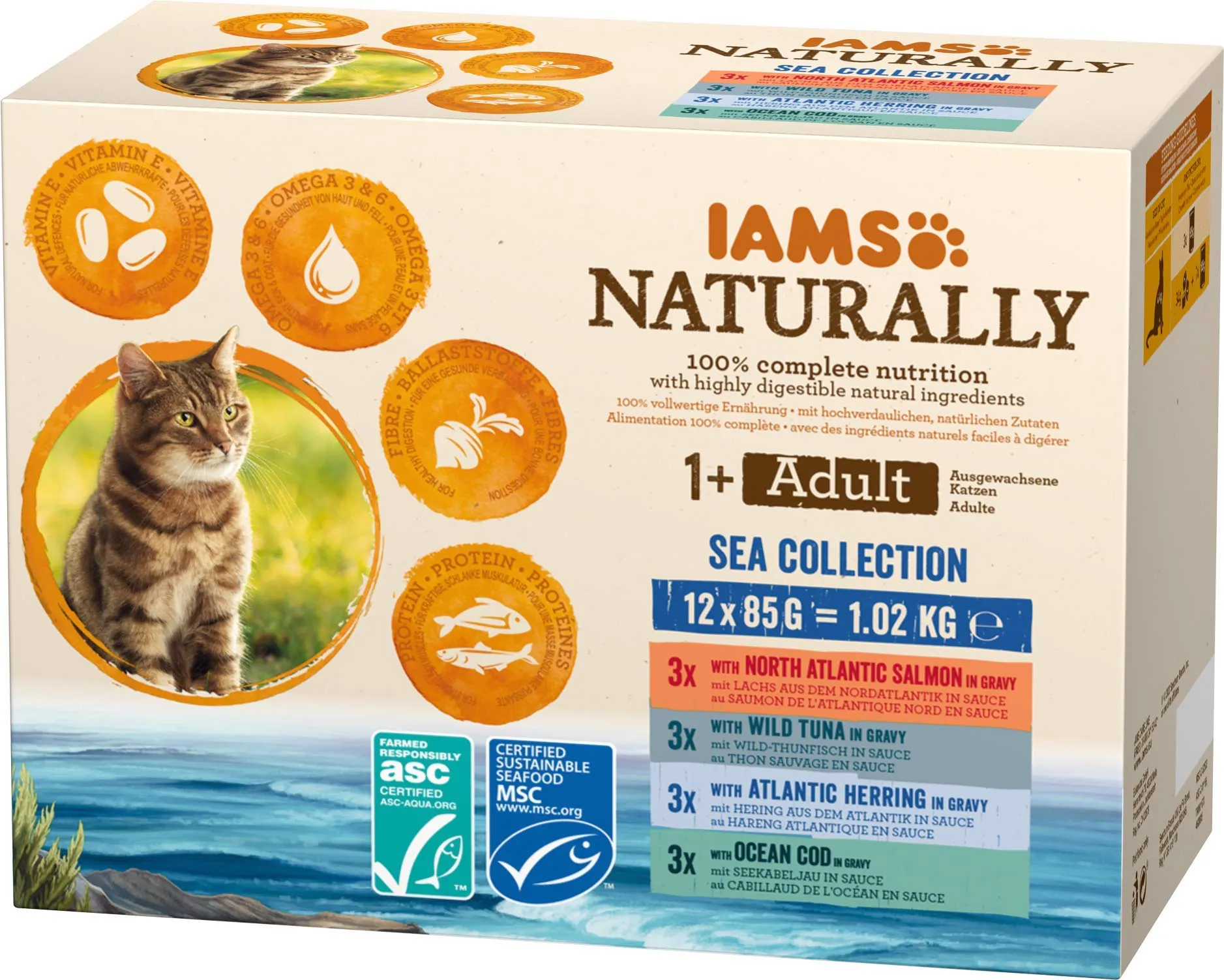 IAMS Naturally Sea Collection Cibo umido per gatti in salsa, 12 x 85 g - immagine 3