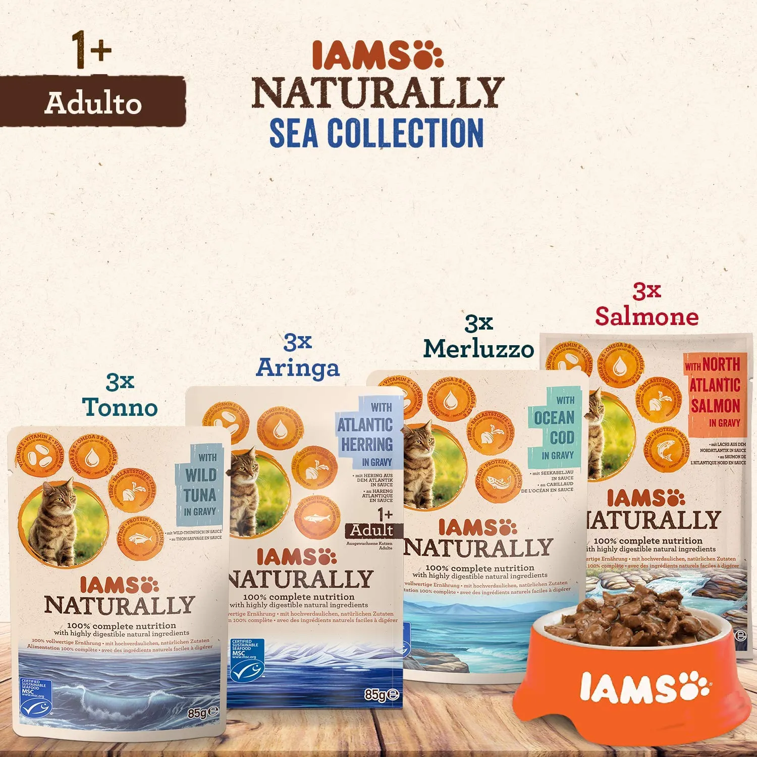 IAMS Naturally Sea Collection Cibo umido per gatti in salsa, 12 x 85 g - immagine 5