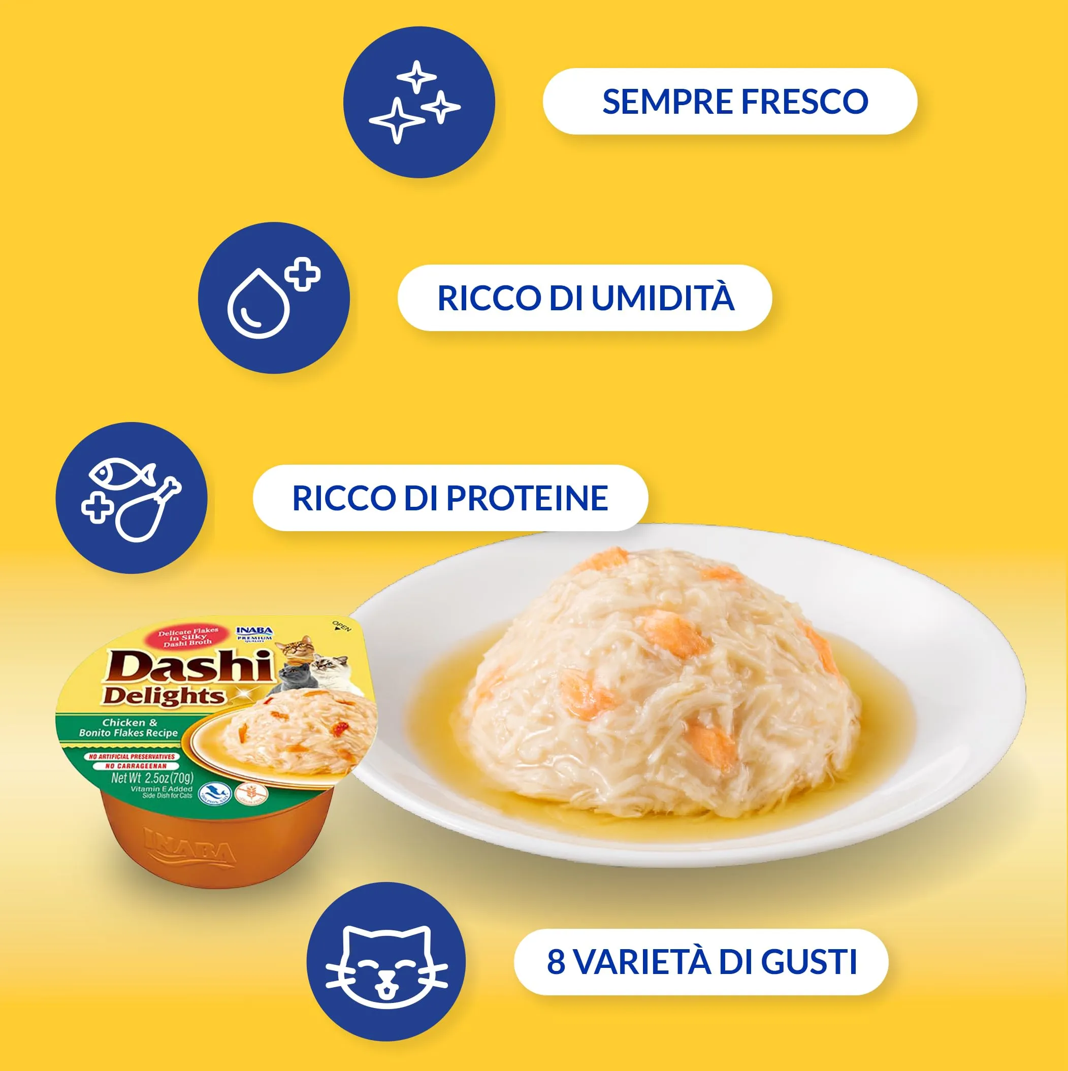 Inaba Dashi Delights Brodo per Gatti con Pollo e Fiocchi di Bonito, 70g - immagine 3