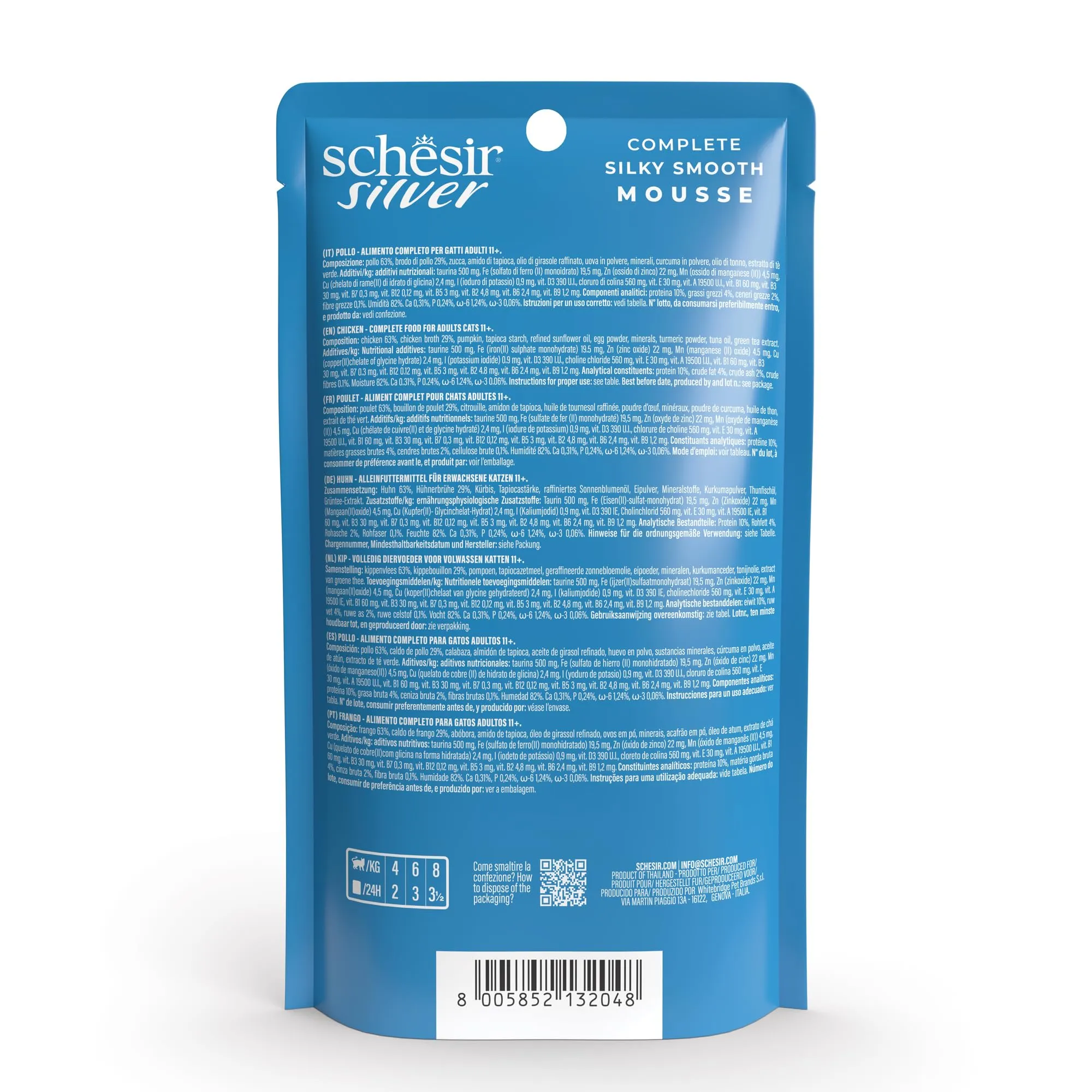 Schesir Silver Pollo in Mousse Alimento Umido Completo per Gatti Anziani, Grain Free, 12 x 80g - immagine 4