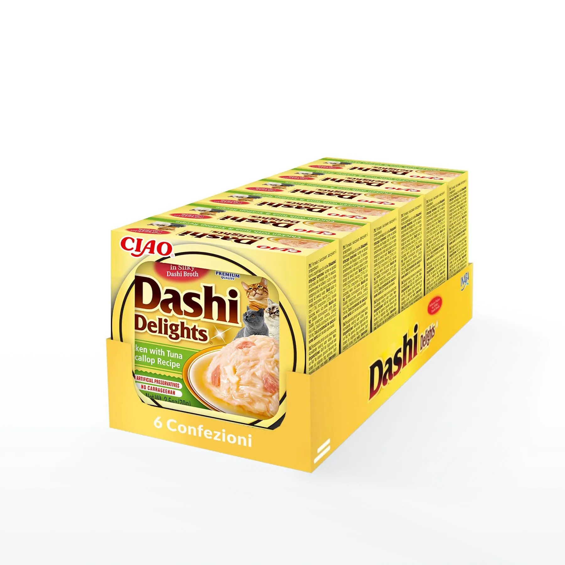 Inaba Dashi Delights Brodo per Gatti con Pollo, Tonno e Capesante, 420g - immagine 1