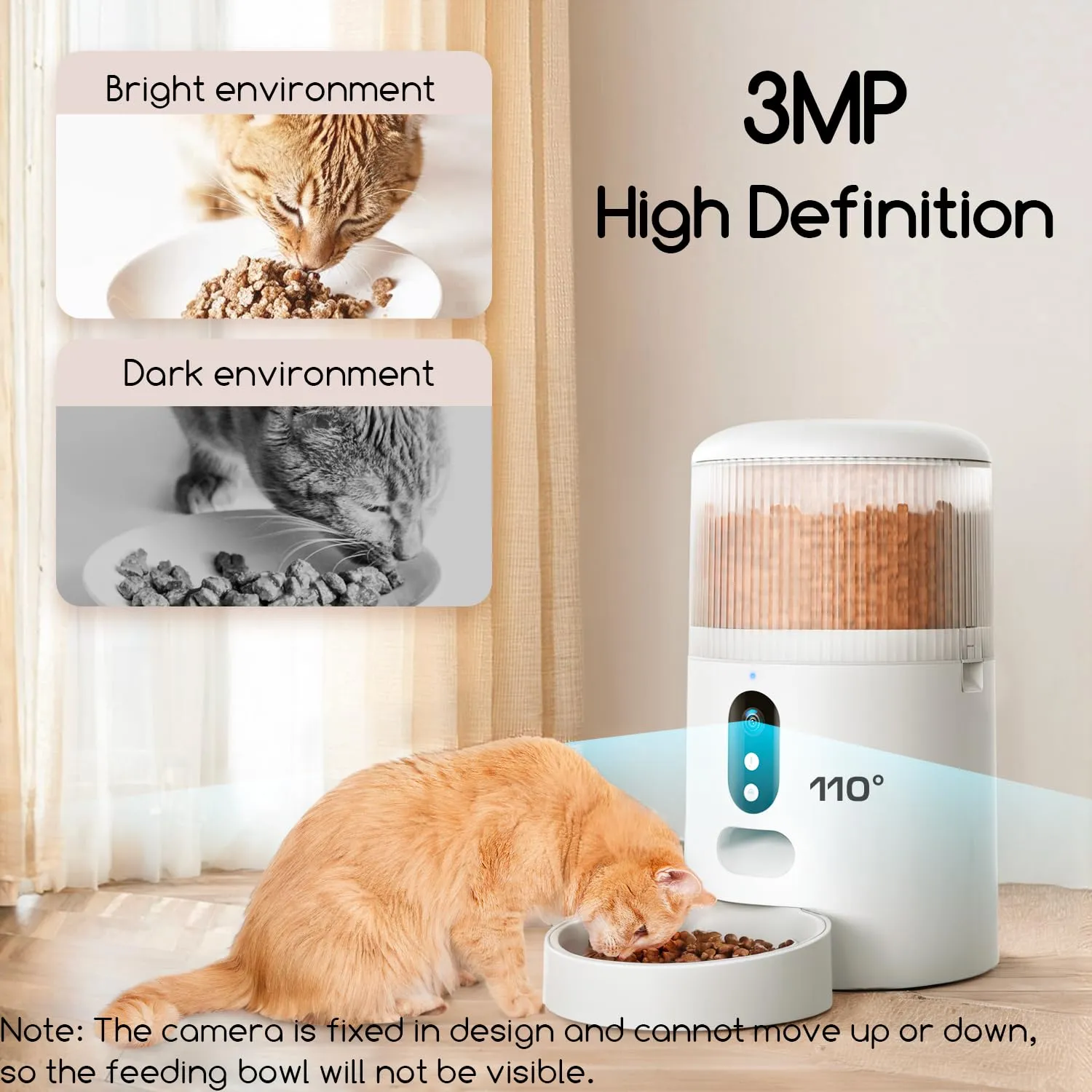 Faroro Dispenser Automatico Cibo Gatti e Cani WiFi, 4L, Telecamera HD 3MP con Visione Notturna, Audio Bidirezionale e Controllo App - immagine 2