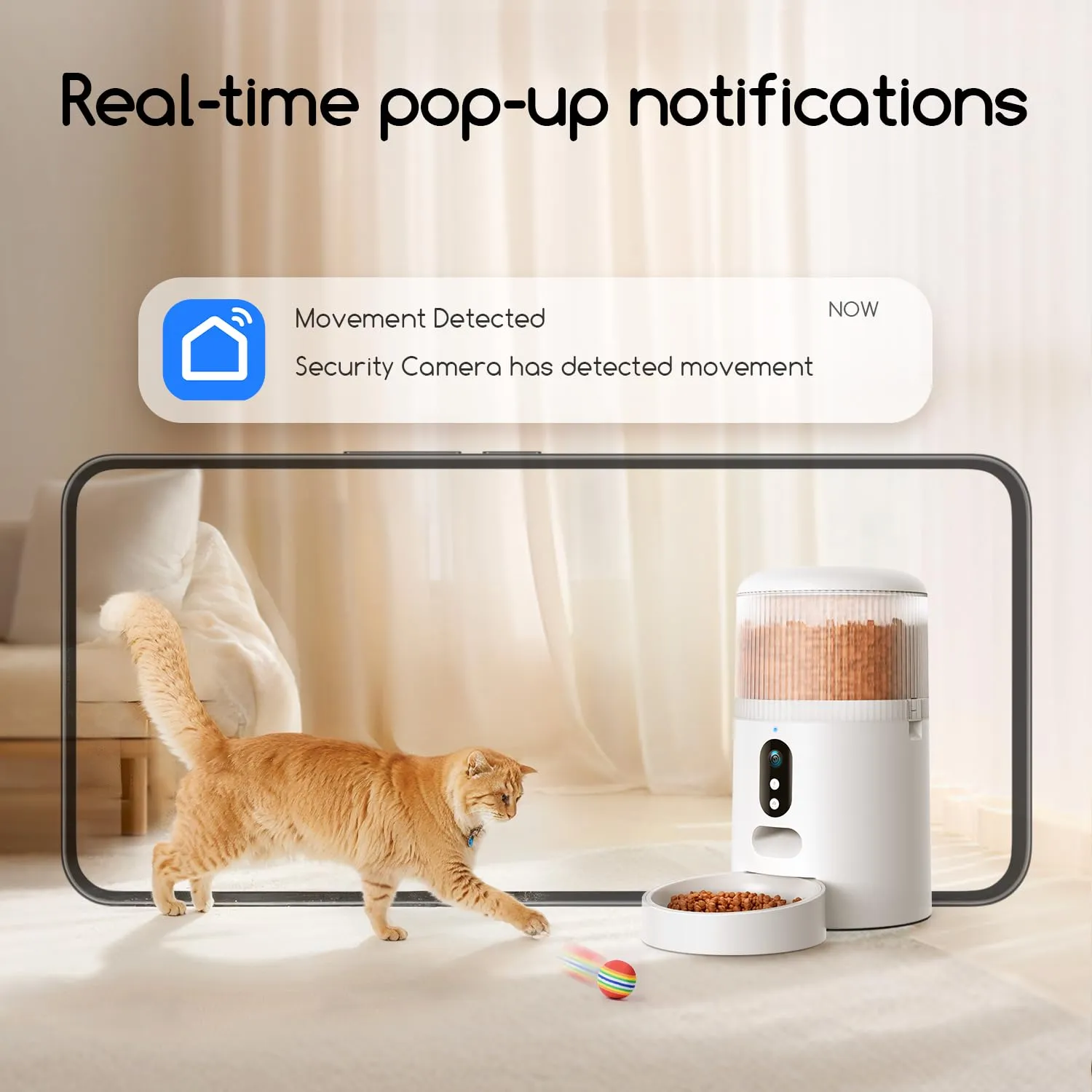 Faroro Dispenser Automatico Cibo Gatti e Cani WiFi, 4L, Telecamera HD 3MP con Visione Notturna, Audio Bidirezionale e Controllo App - immagine 4