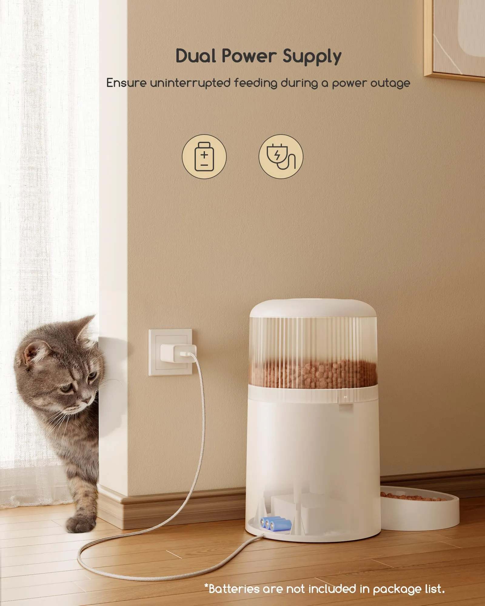Faroro Dispenser Automatico Cibo Gatti e Cani WiFi, 4L, Telecamera HD 3MP con Visione Notturna, Audio Bidirezionale e Controllo App - immagine 6