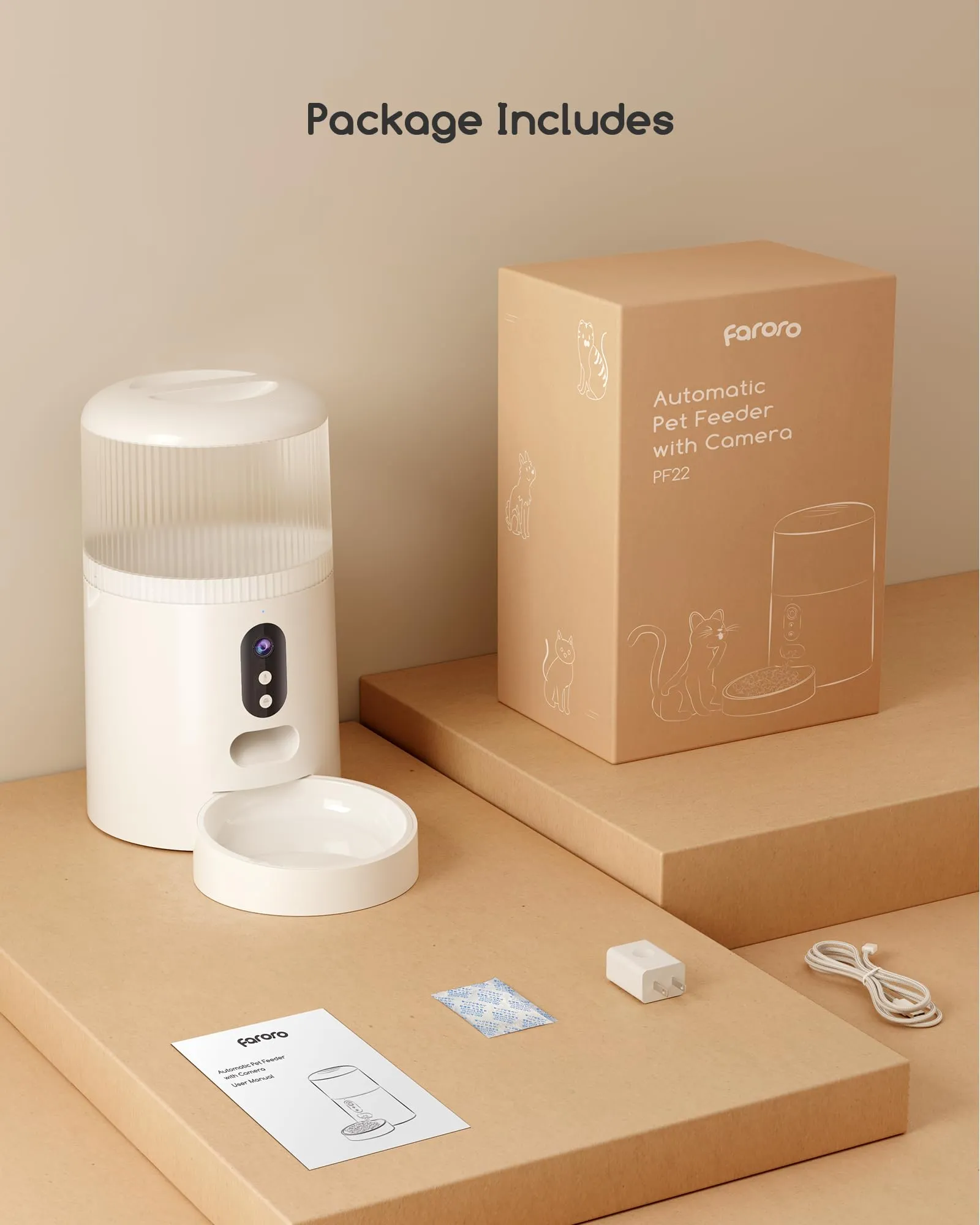 Faroro Dispenser Automatico Cibo Gatti e Cani WiFi, 4L, Telecamera HD 3MP con Visione Notturna, Audio Bidirezionale e Controllo App - immagine 9