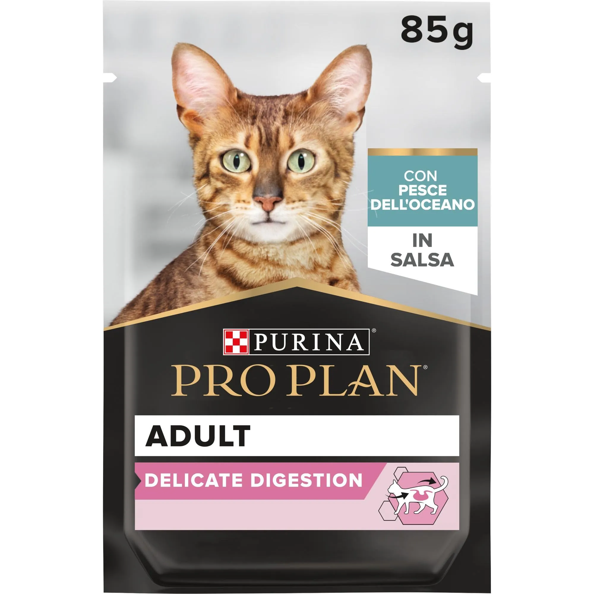 Purina Pro Plan Delicate Digestion Cibo Umido per Gatti Adulti Pezzettini in Salsa Pesce dell'oceano, 40 Bustine da 85g - immagine 2