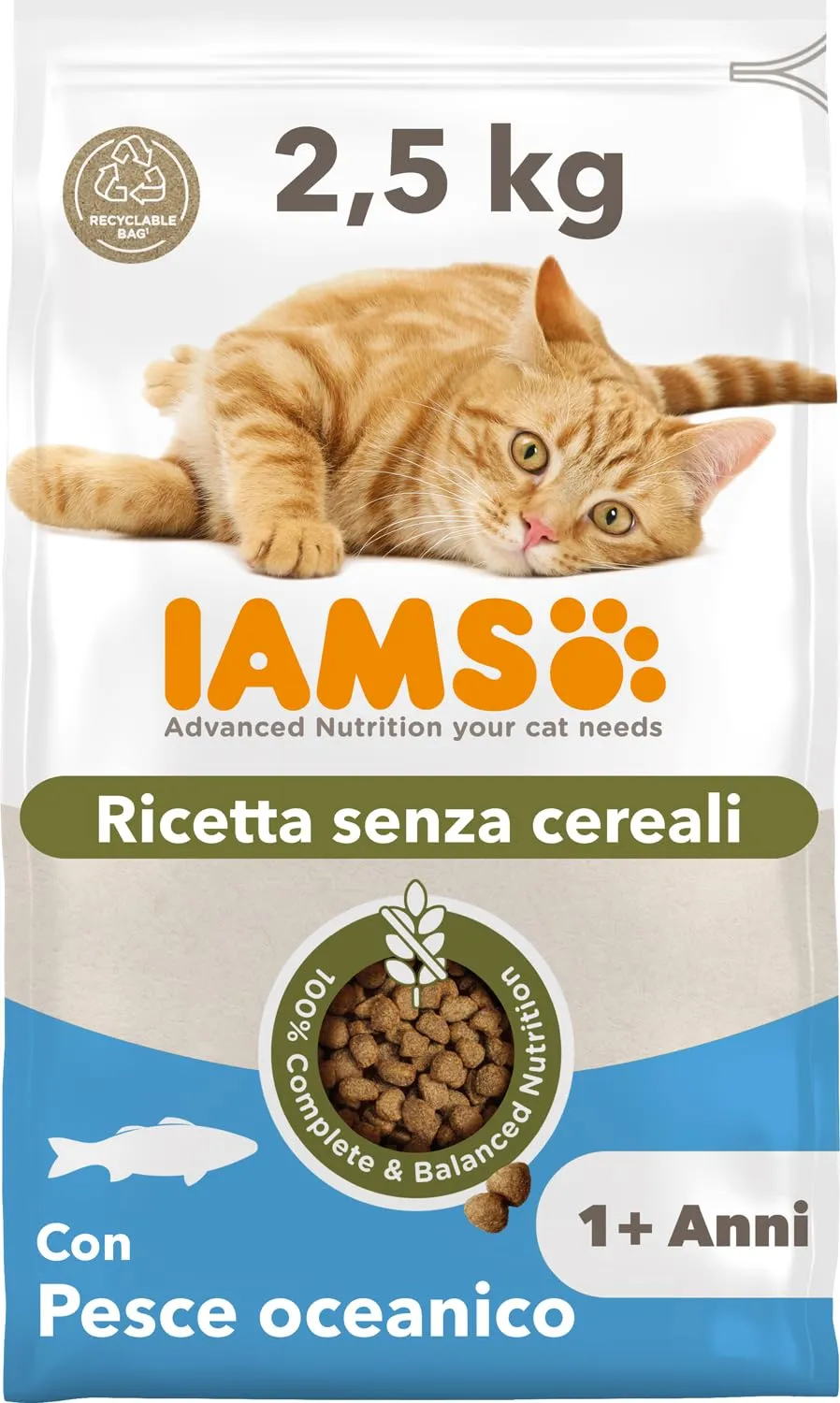 IAMS Cibo secco per gatti senza cereali al pesce, 2,5 kg - immagine 1