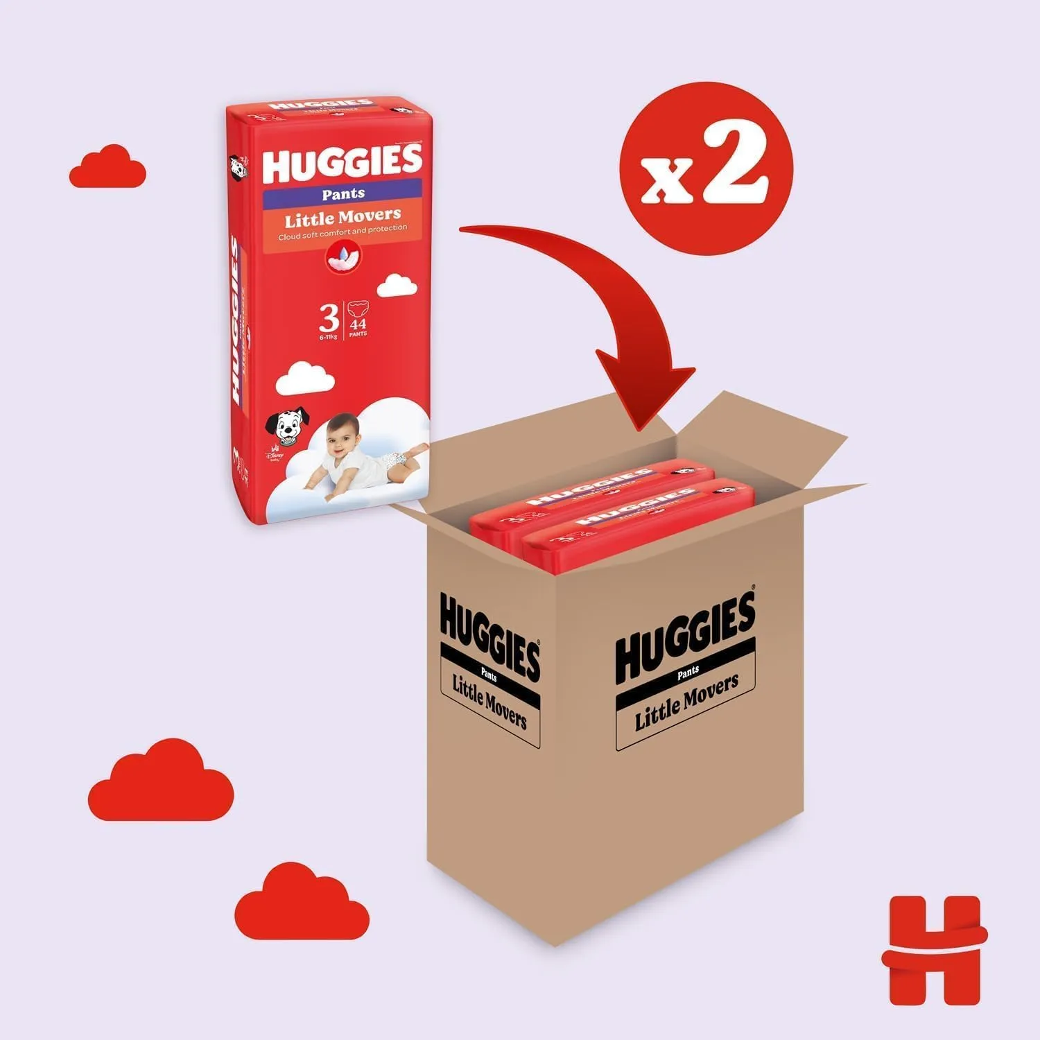 Huggies Little Movers Mutandina, Taglia 3 (6-11 Kg), 88 Pannolini - immagine 3