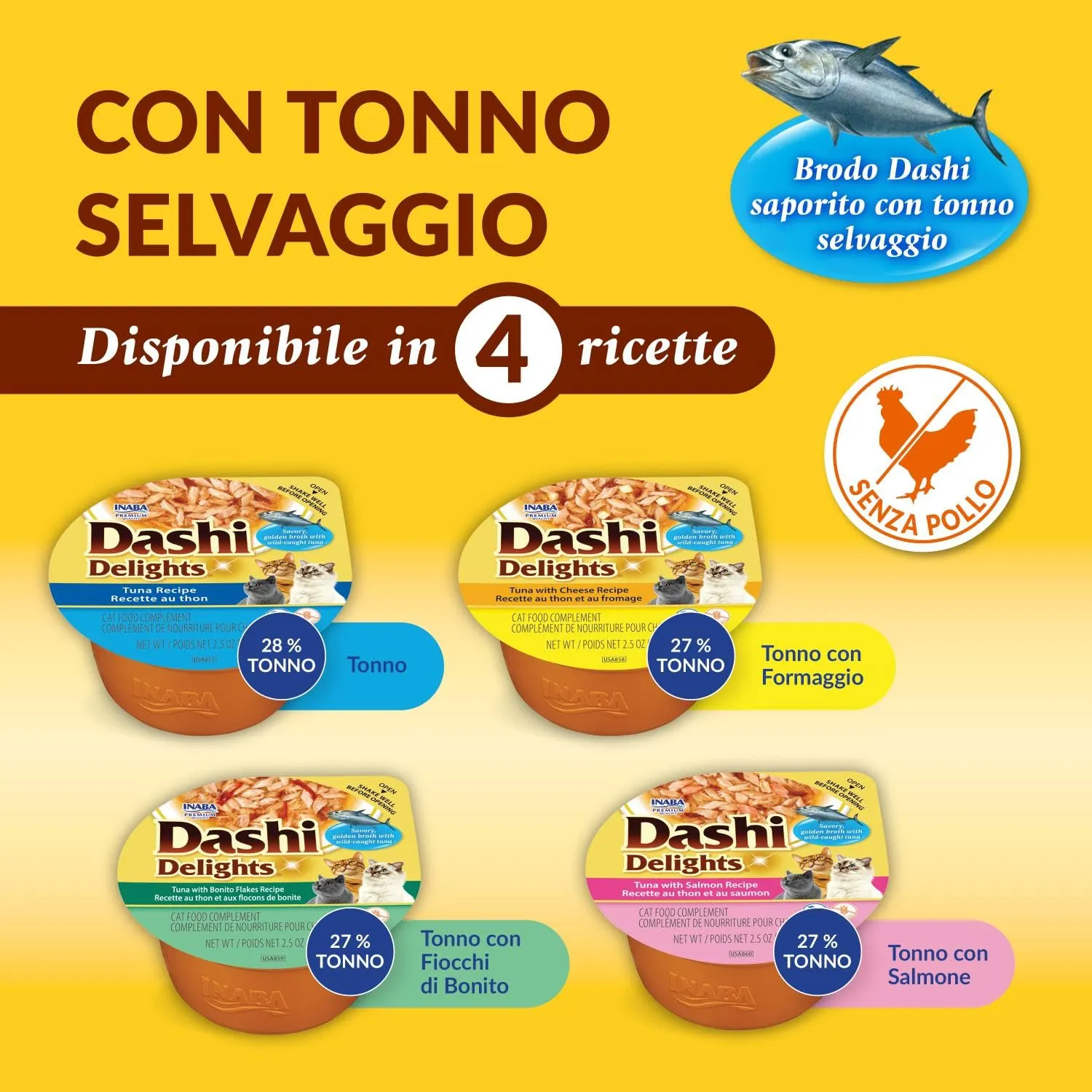 Inaba Dashi Delights, Brodo per Gatti con Tonno e Formaggio, 420g - immagine 3