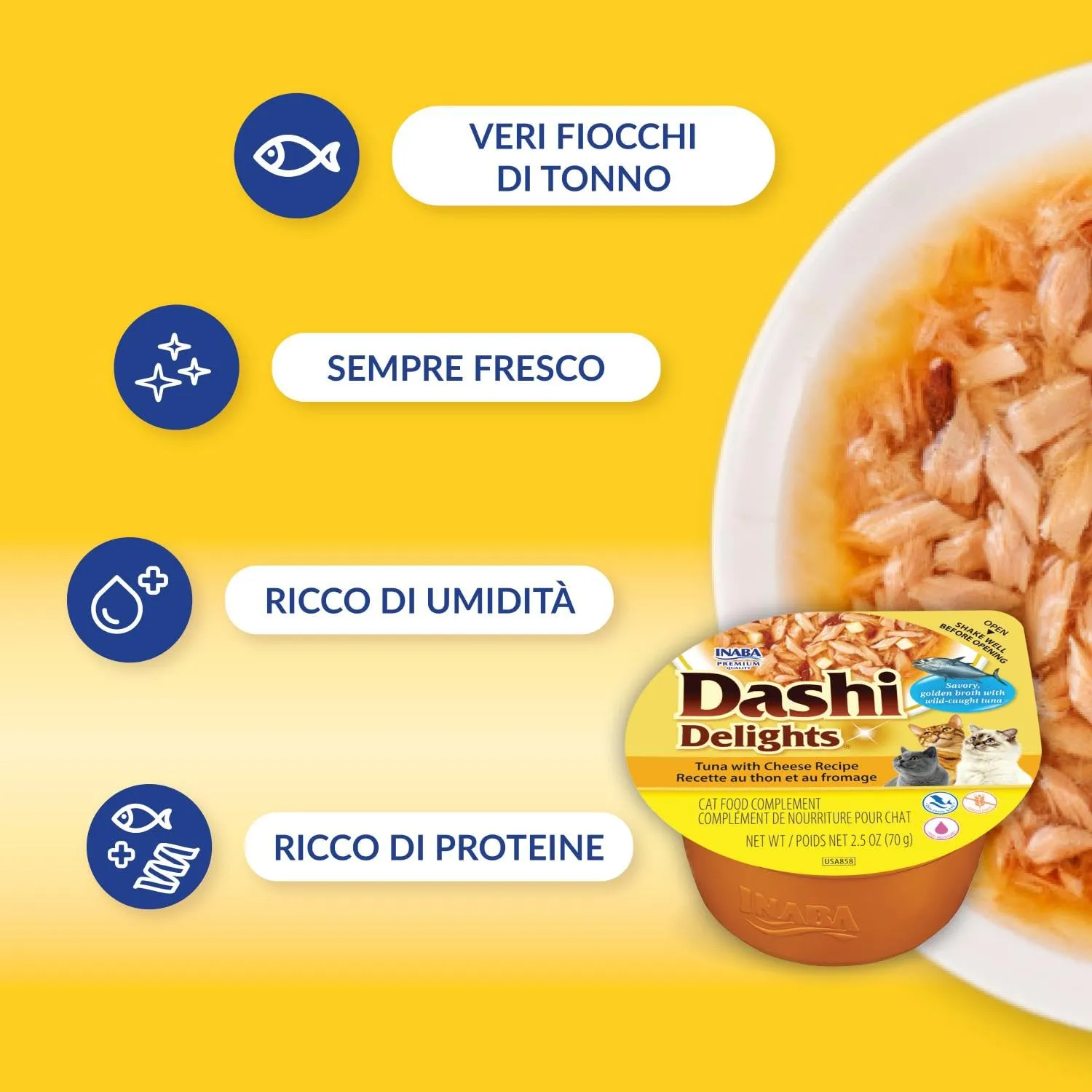 Inaba Dashi Delights, Brodo per Gatti con Tonno e Formaggio, 420g - immagine 4
