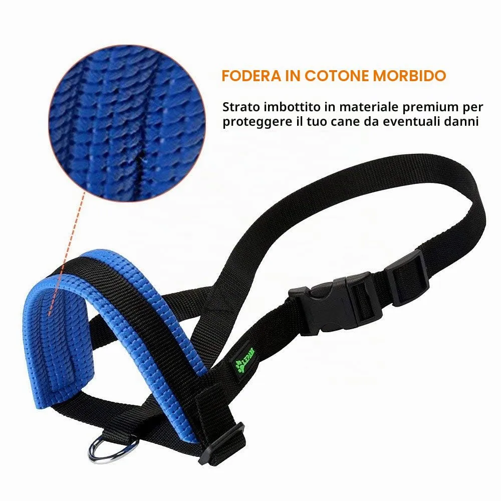 ILEPARK Museruola per cane in nylon con anello regolabile, Blu, S - immagine 5