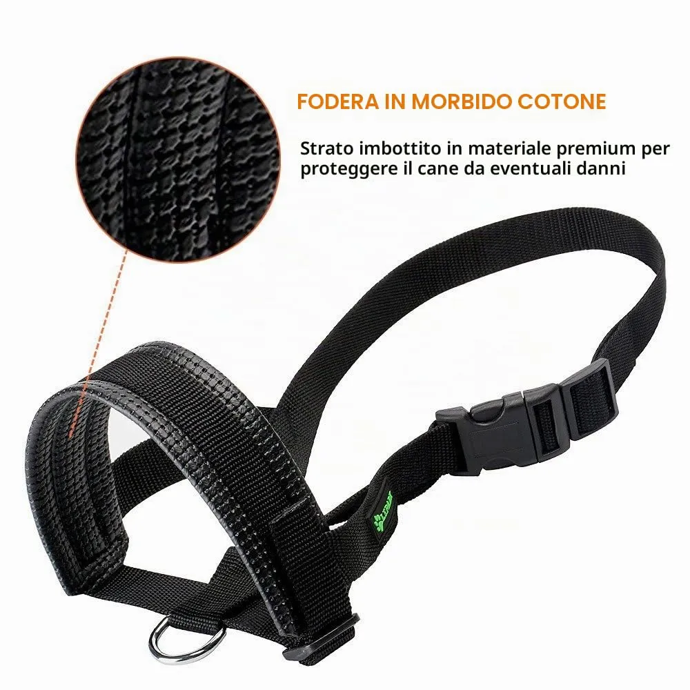 ILEPARK Museruola per Cane in Nylon con Anello Regolabile (XL, Nero) - immagine 5