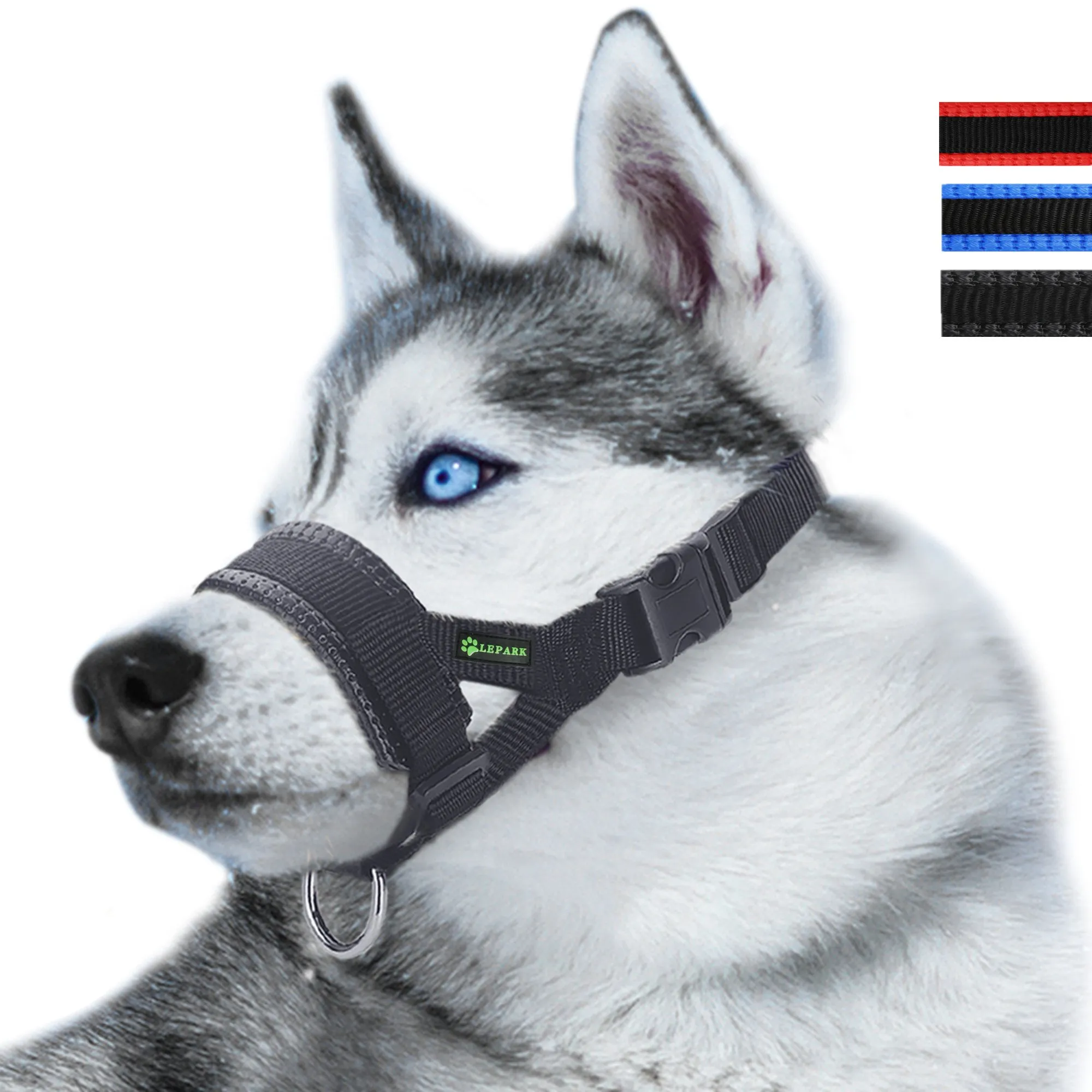 ILEPARK Museruola per Cane in Nylon con Anello Regolabile (XXXL, Nero) - immagine 1