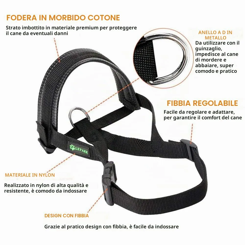 ILEPARK Museruola per Cane in Nylon con Anello Regolabile (XXXL, Nero) - immagine 4