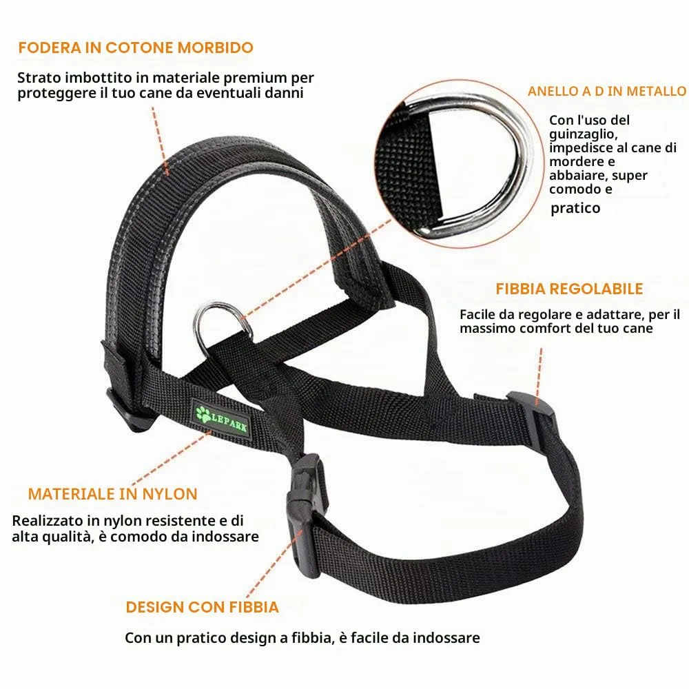 ILEPARK Museruola per Cane in Nylon con Anello Regolabile (M, Nero) - immagine 5