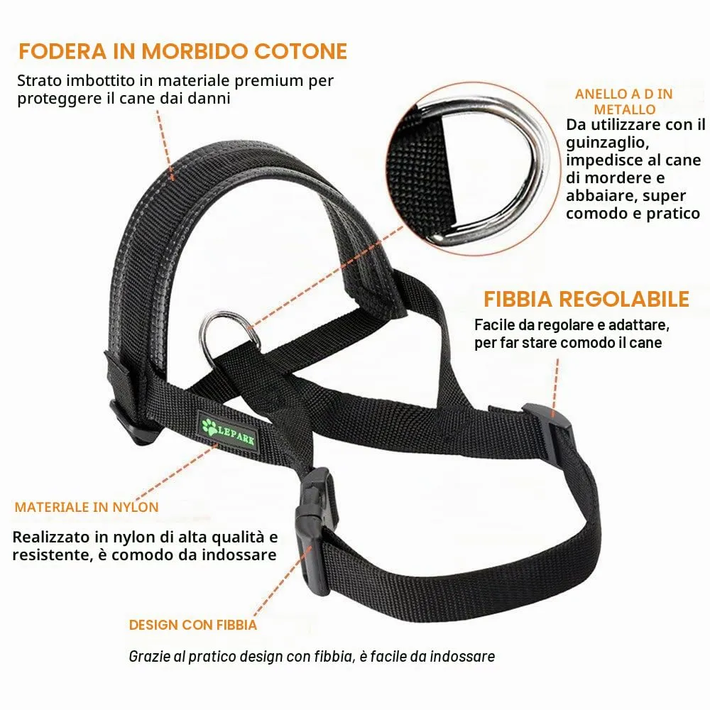 ILEPARK Museruola per Cane in Nylon con Anello Regolabile, XXL, Nero - immagine 4