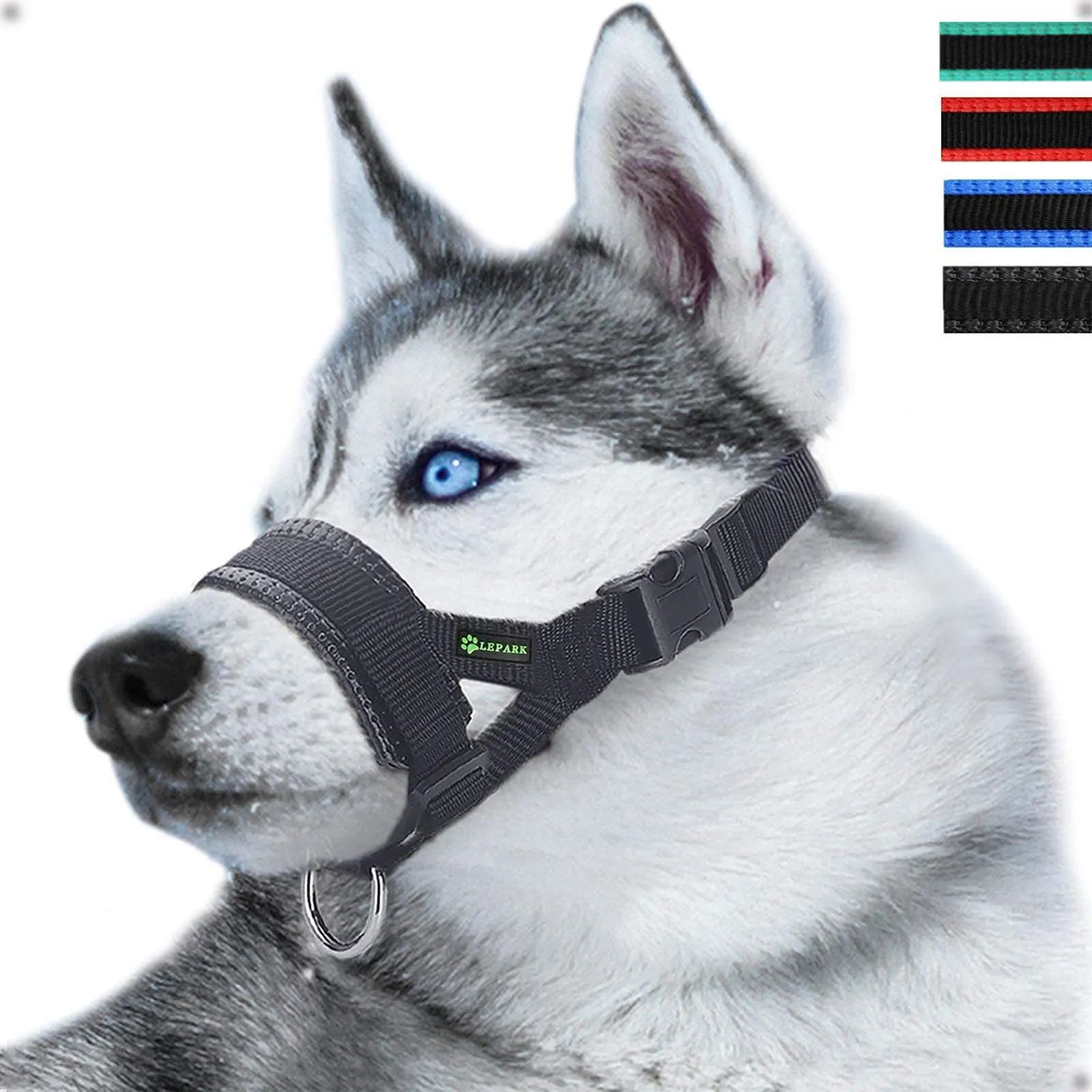 ILEPARK Museruola per cane in nylon con anello regolabile, S, Nero - immagine 1