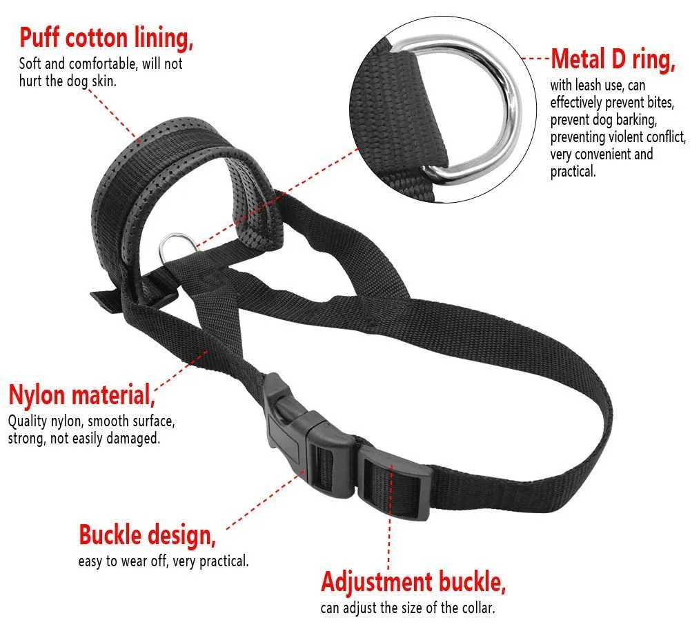 ILEPARK Museruola per cane in nylon con anello regolabile, S, Nero - immagine 4
