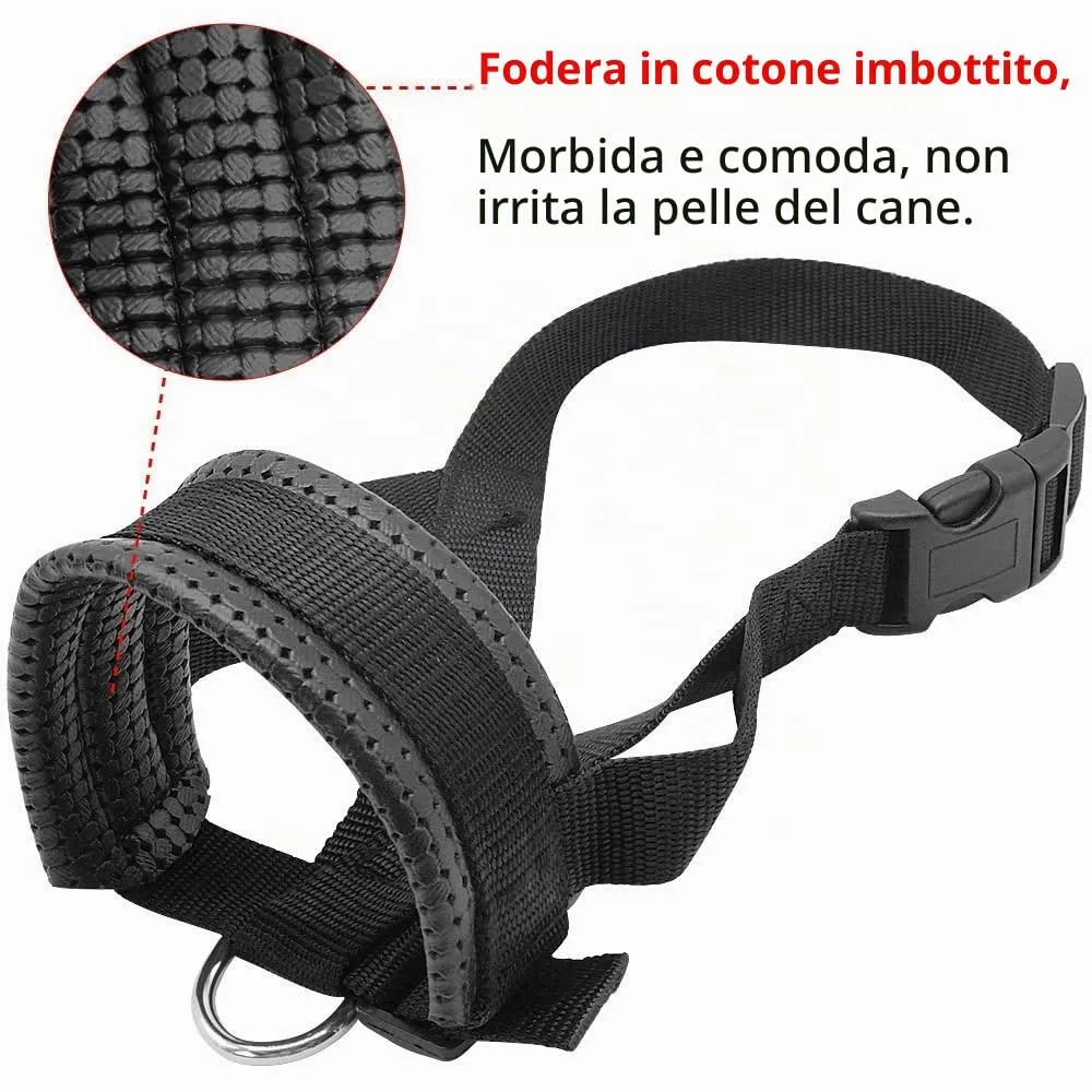 ILEPARK Museruola per cane in nylon con anello regolabile, S, Nero - immagine 5