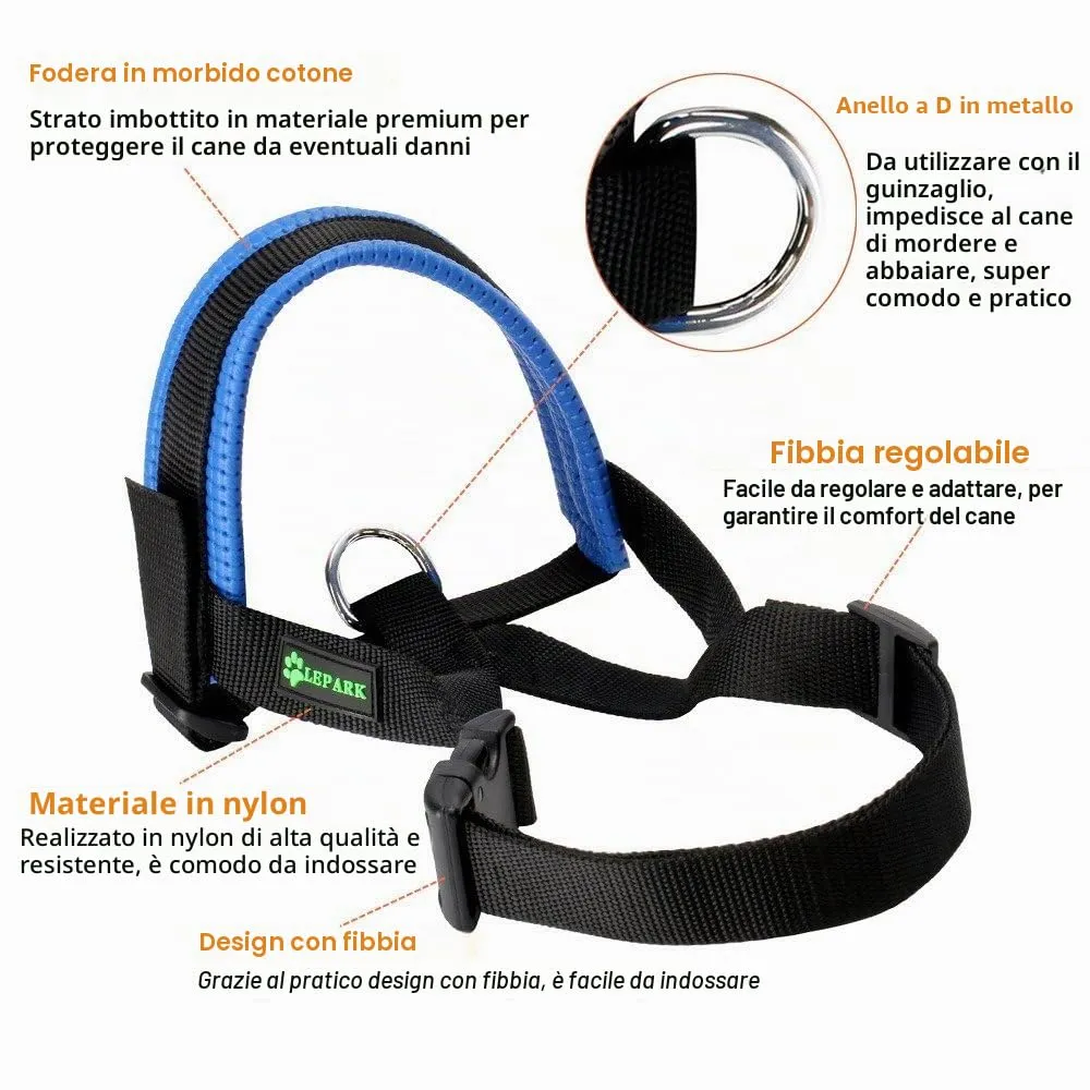 ILEPARK Museruola per Cane in Nylon con Anello Regolabile, Blu, XL - immagine 4