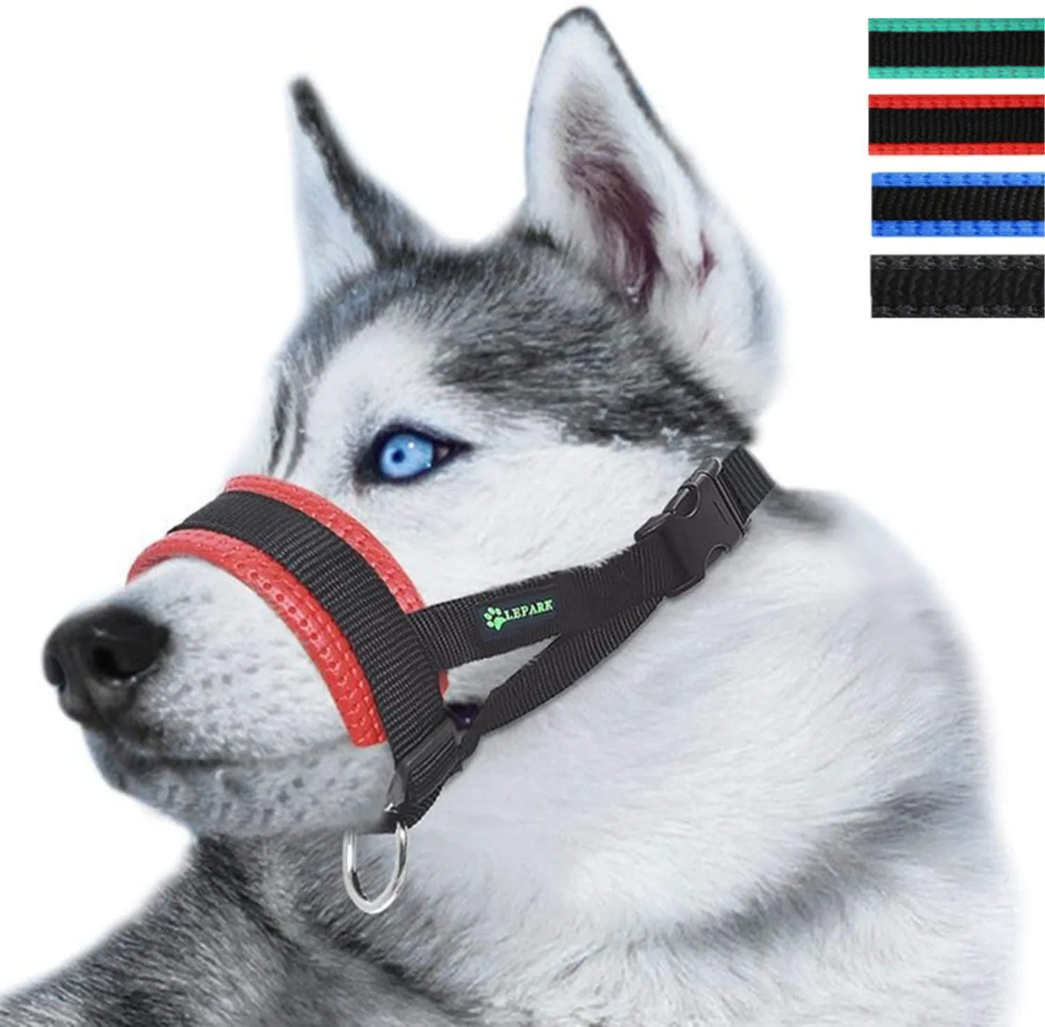 ILEPARK Museruola per Cane in Nylon con Anello Regolabile, XL, Rosso - immagine 1