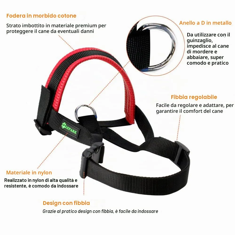 ILEPARK Museruola per Cane in Nylon con Anello Regolabile, L, Rosso - immagine 4