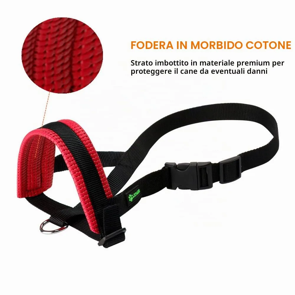 ILEPARK Museruola per Cane in Nylon con Anello Regolabile, L, Rosso - immagine 5