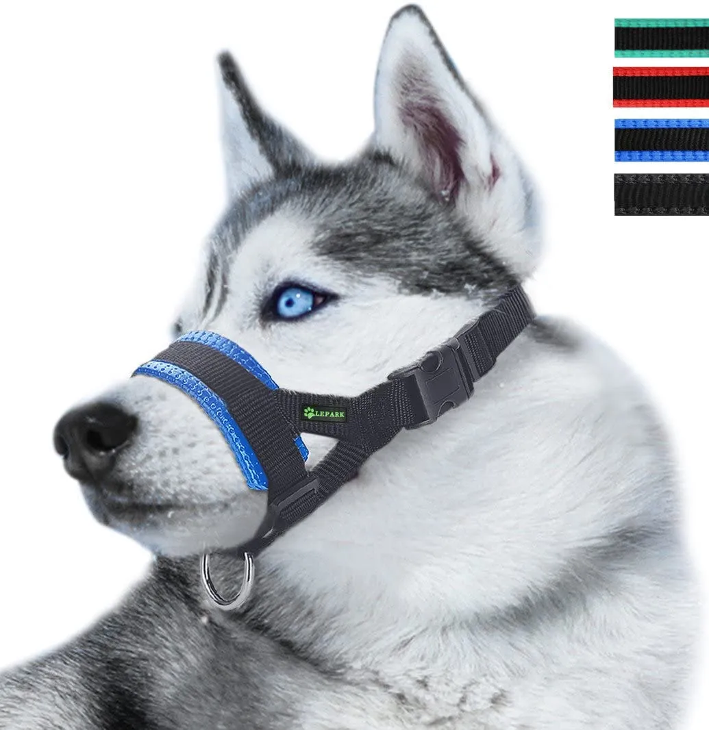 ILEPARK Museruola per Cane in Nylon con Anello Regolabile, Blu, M - immagine 1