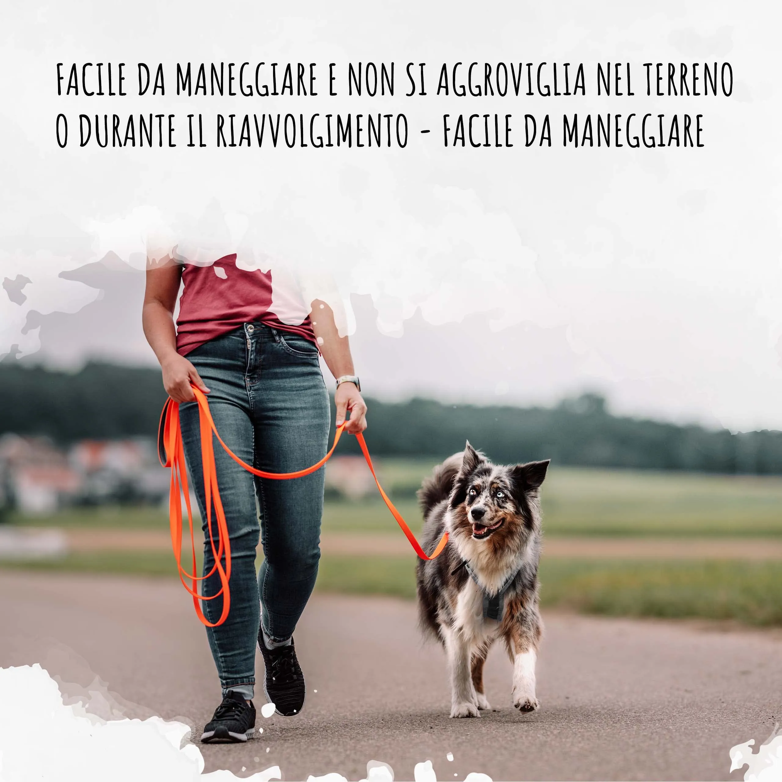 Rudelkönig Lunghina Cane 10 Metri - Guinzaglio Addestramento Nylon Arancione - immagine 4