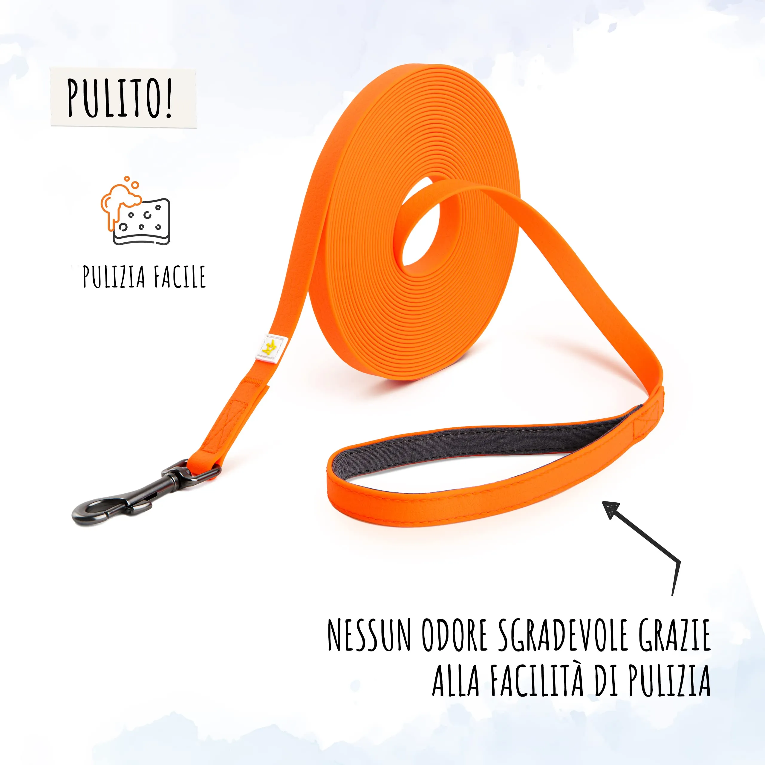 Rudelkönig Lunghina Cane 10 Metri - Guinzaglio Addestramento Nylon Arancione - immagine 7