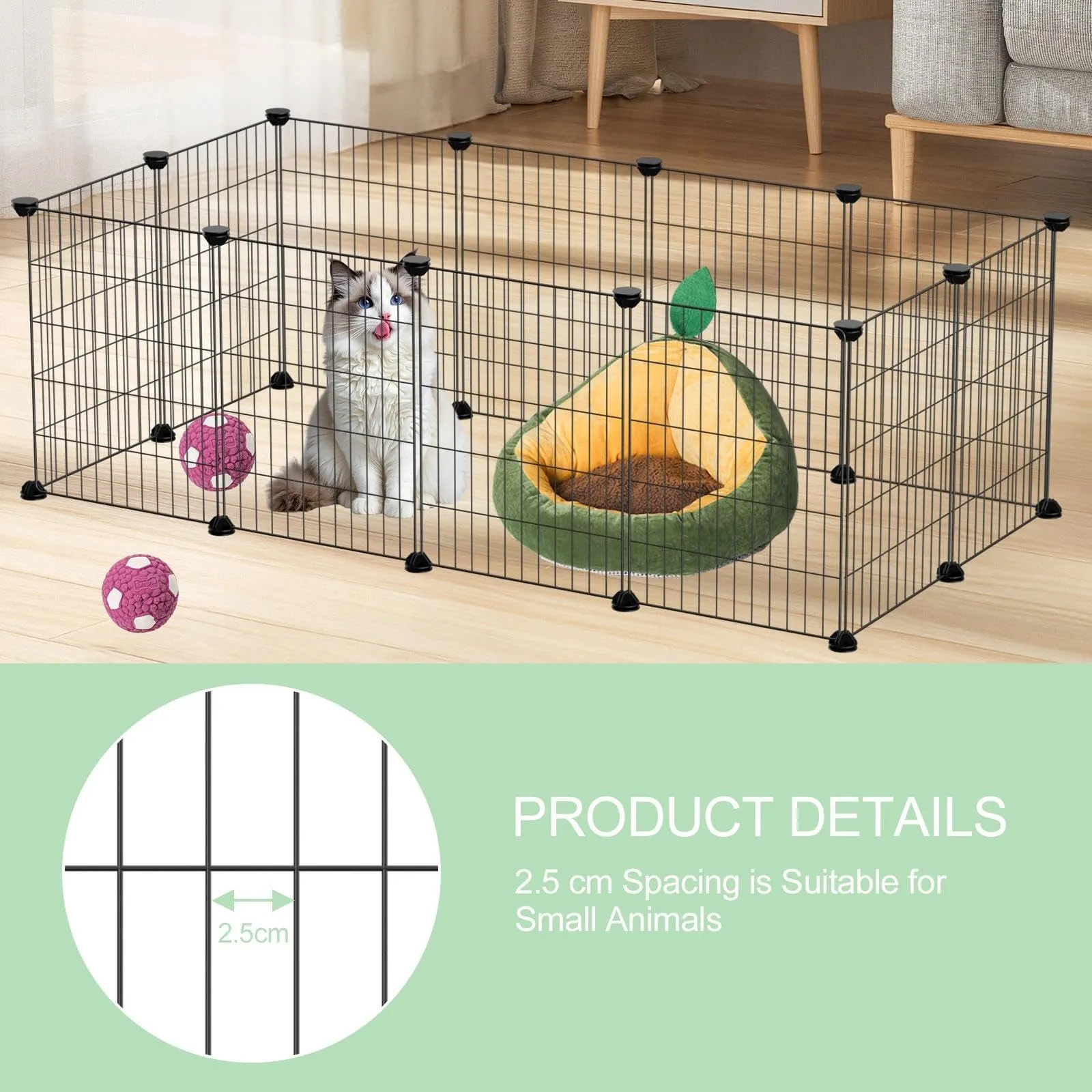 Crynvor Recinto in Metallo per Piccoli Animali, 12 Pannelli (30cm × 40cm) - immagine 6