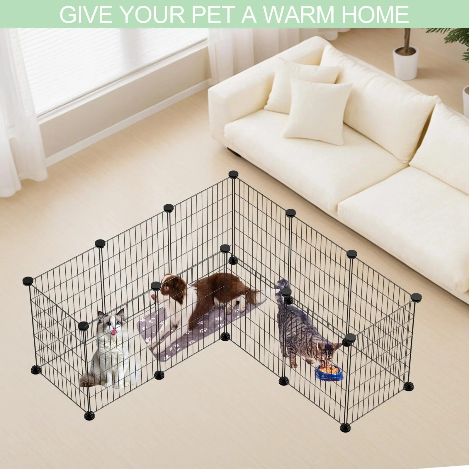 Crynvor Recinto in Metallo per Piccoli Animali, 12 Pannelli (30cm × 40cm) - immagine 7